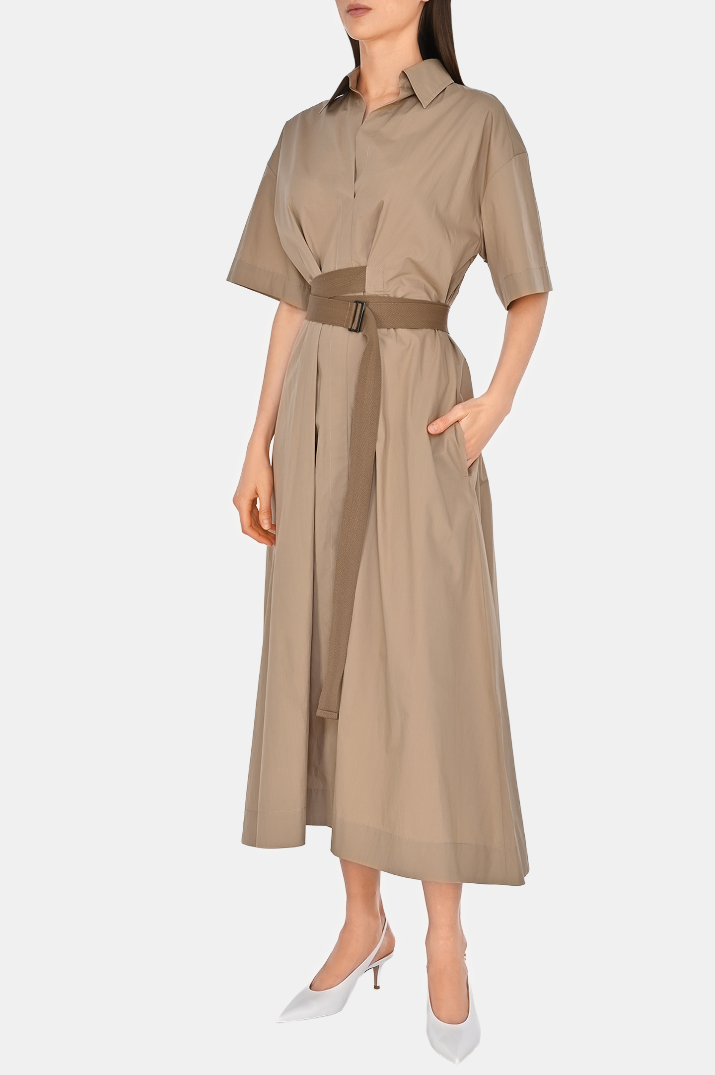 Платье+пояс BRUNELLO  CUCINELLI M0H93A5306, цвет: Бежевый, Женский