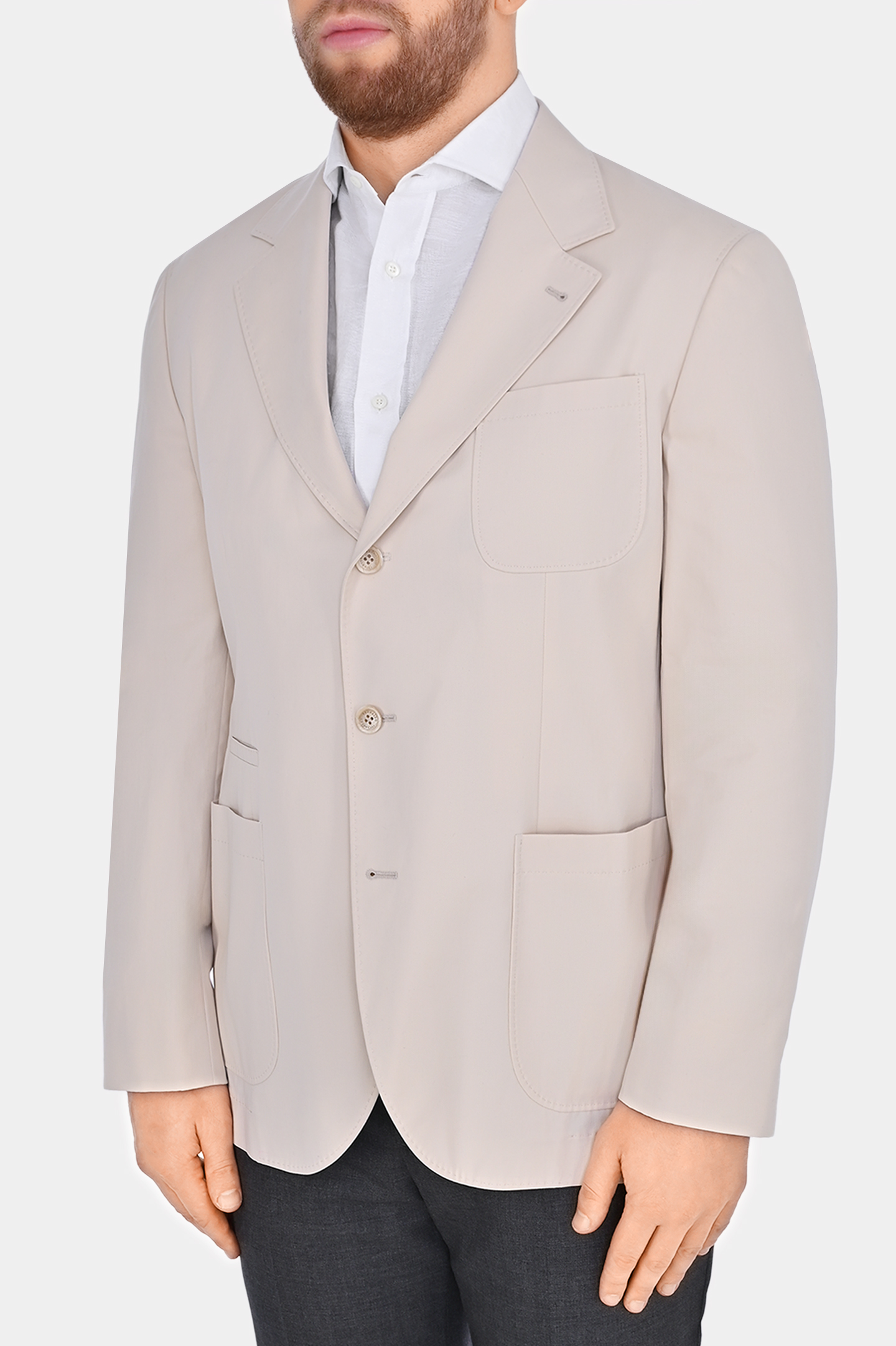 Пиджак из смеси хлопка, кашемира и эластана BRUNELLO  CUCINELLI ML4727BND, цвет: Молочный, Мужской