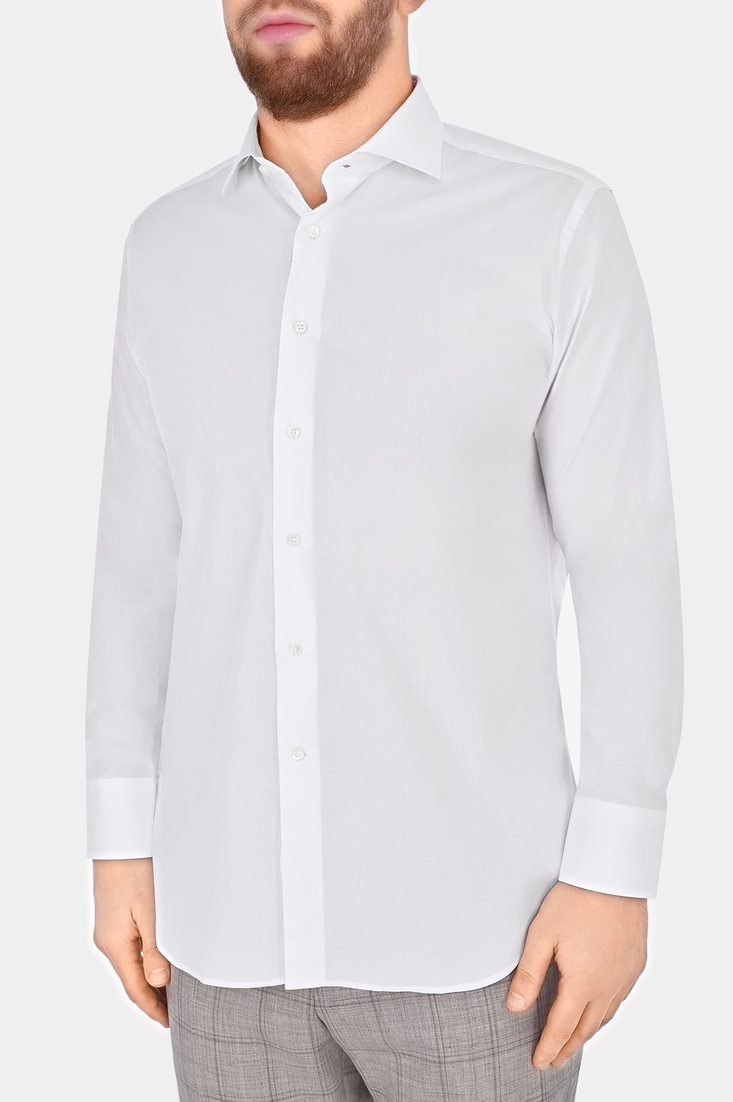 Рубашка из хлопка и эластана CANALI GD02832 7C3/1, цвет: Белый, Мужской