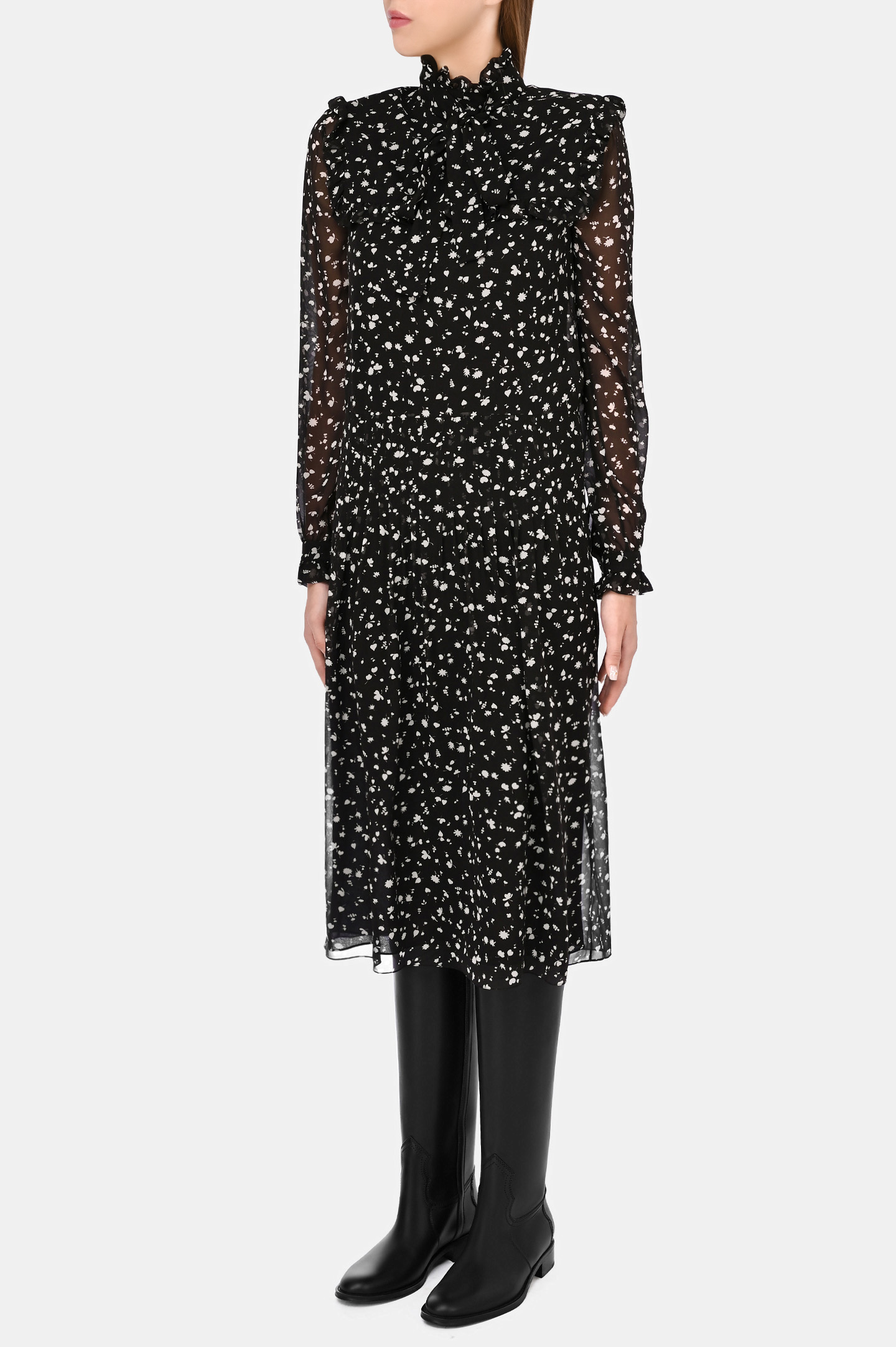 Платье SAINT LAURENT 660924 Y5D30, цвет: Черно-белый, Женский