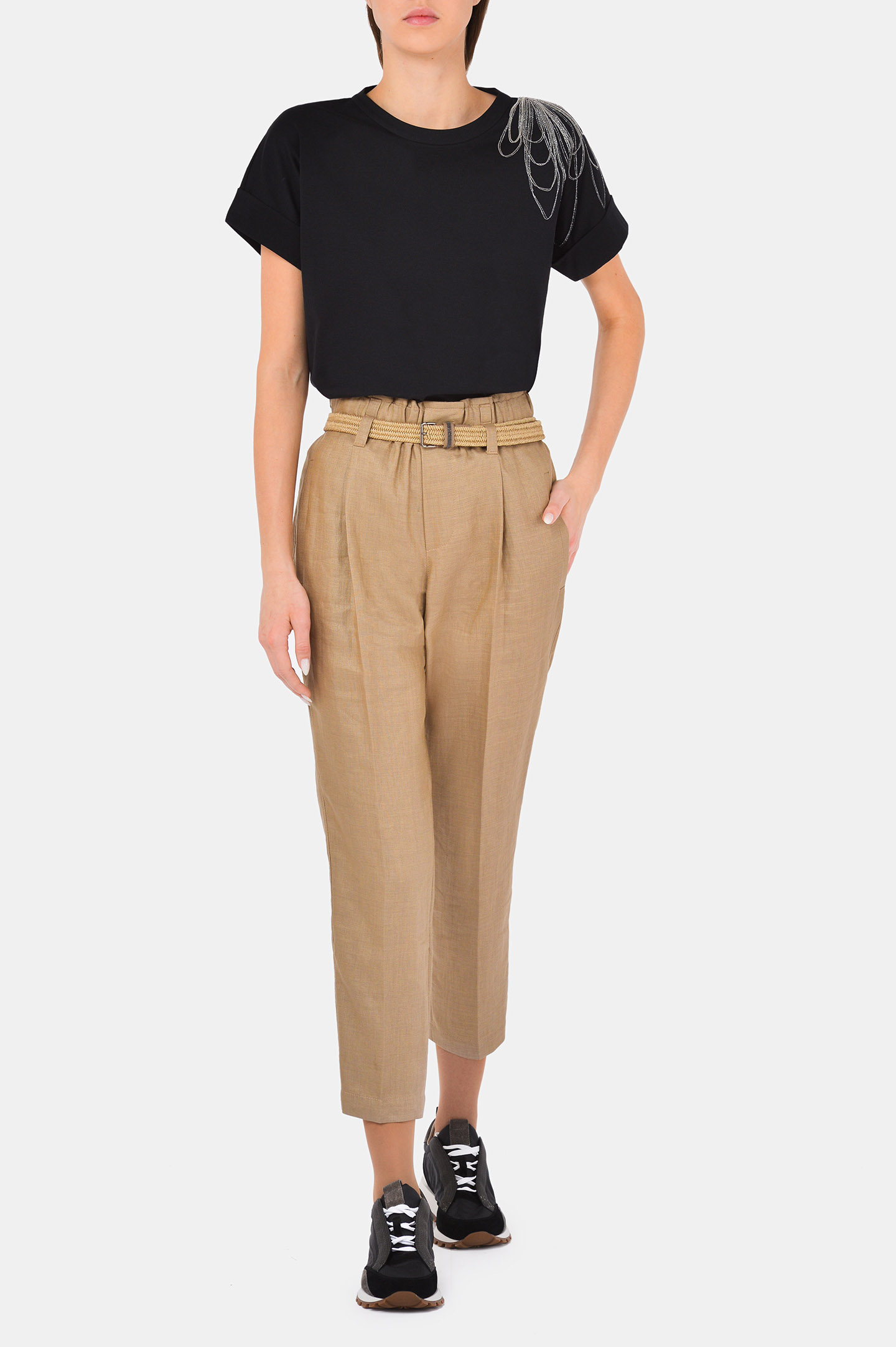 Брюки BRUNELLO  CUCINELLI MH135P7641, цвет: Бежевый, Женский