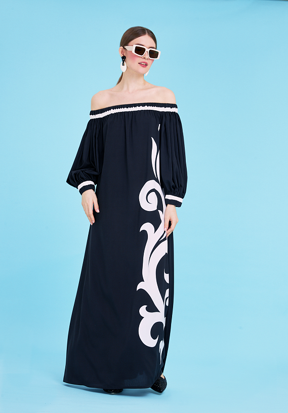 Платье YANINA 0-2235A, цвет: Черно-белый, Женский