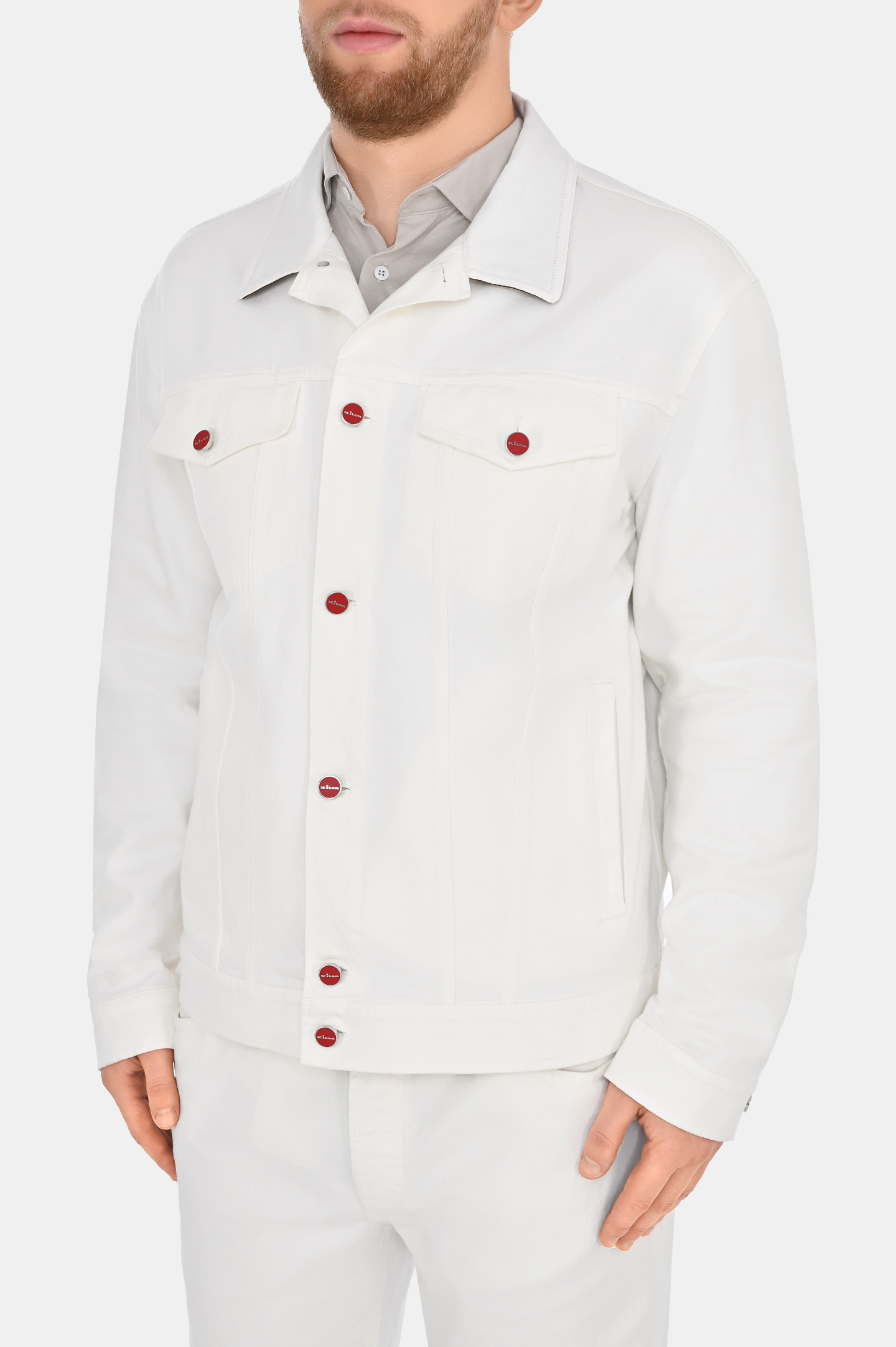 Джинсовая куртка с карманами KITON UW1700V0804C0, цвет: Белый, Мужской