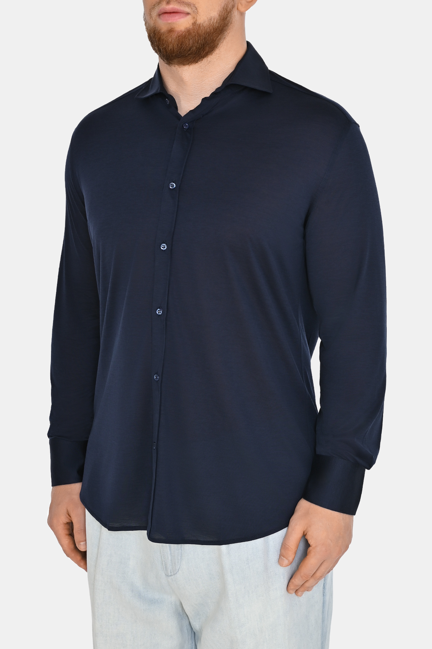 Рубашка BRUNELLO  CUCINELLI MD8216686, цвет: Темно-синий, Мужской