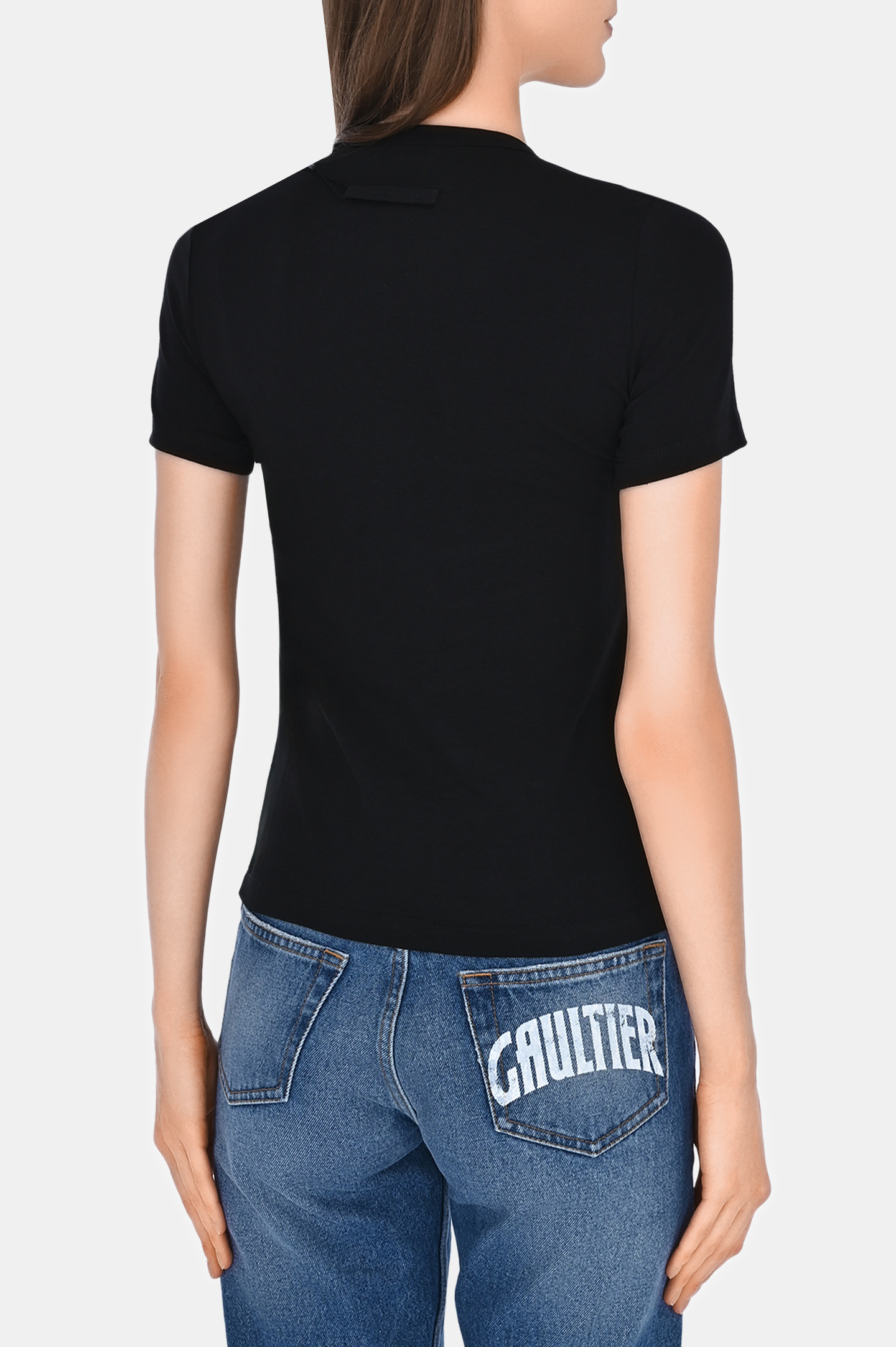 Хлопковая футболка с логотипом JEAN PAUL GAULTIER 24/25-F-TS071I-J056, цвет: Черный, Женский