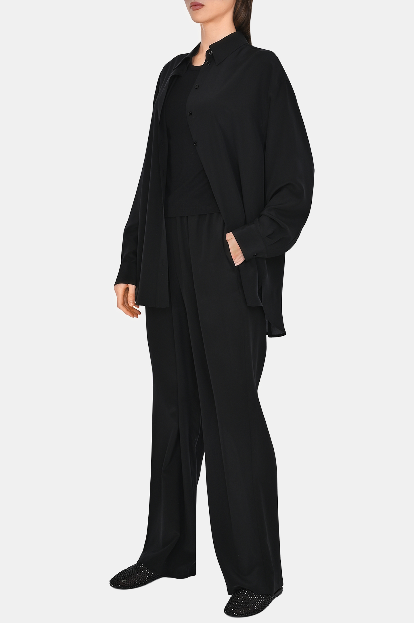 Блуза SASHAVERSE BL006/SILK/1101, цвет: Черный, Женский