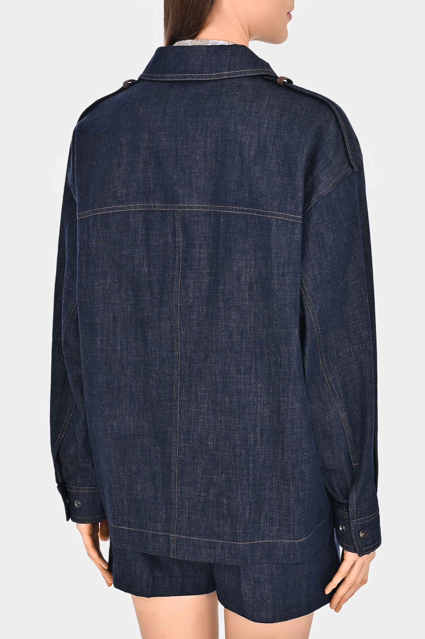 Джинсовая куртка с карманами BRUNELLO  CUCINELLI M0F28EL926, цвет: Темно-синий, Женский