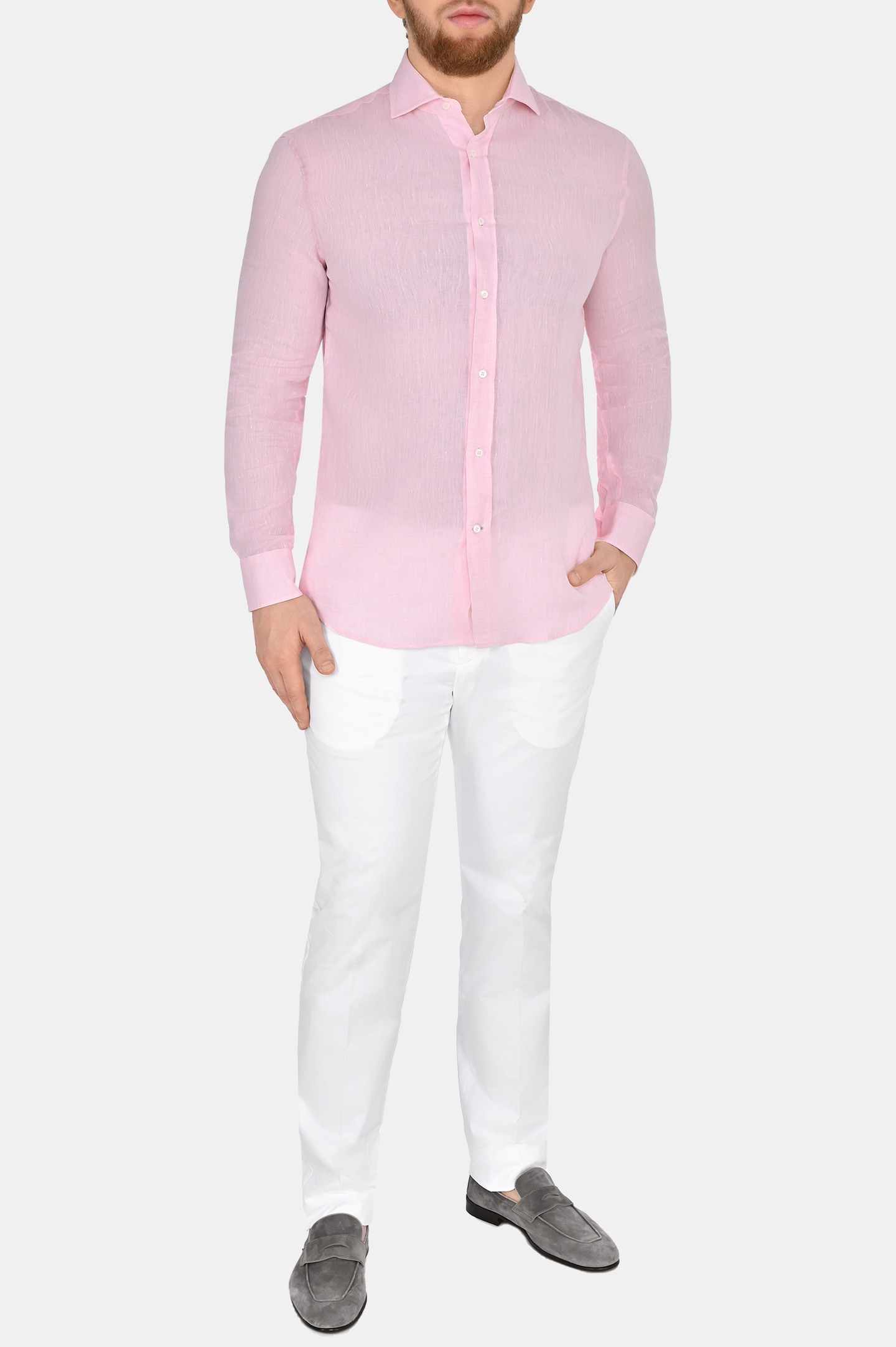 Рубашка BRUNELLO  CUCINELLI MS6500627, цвет: Розовый, Мужской
