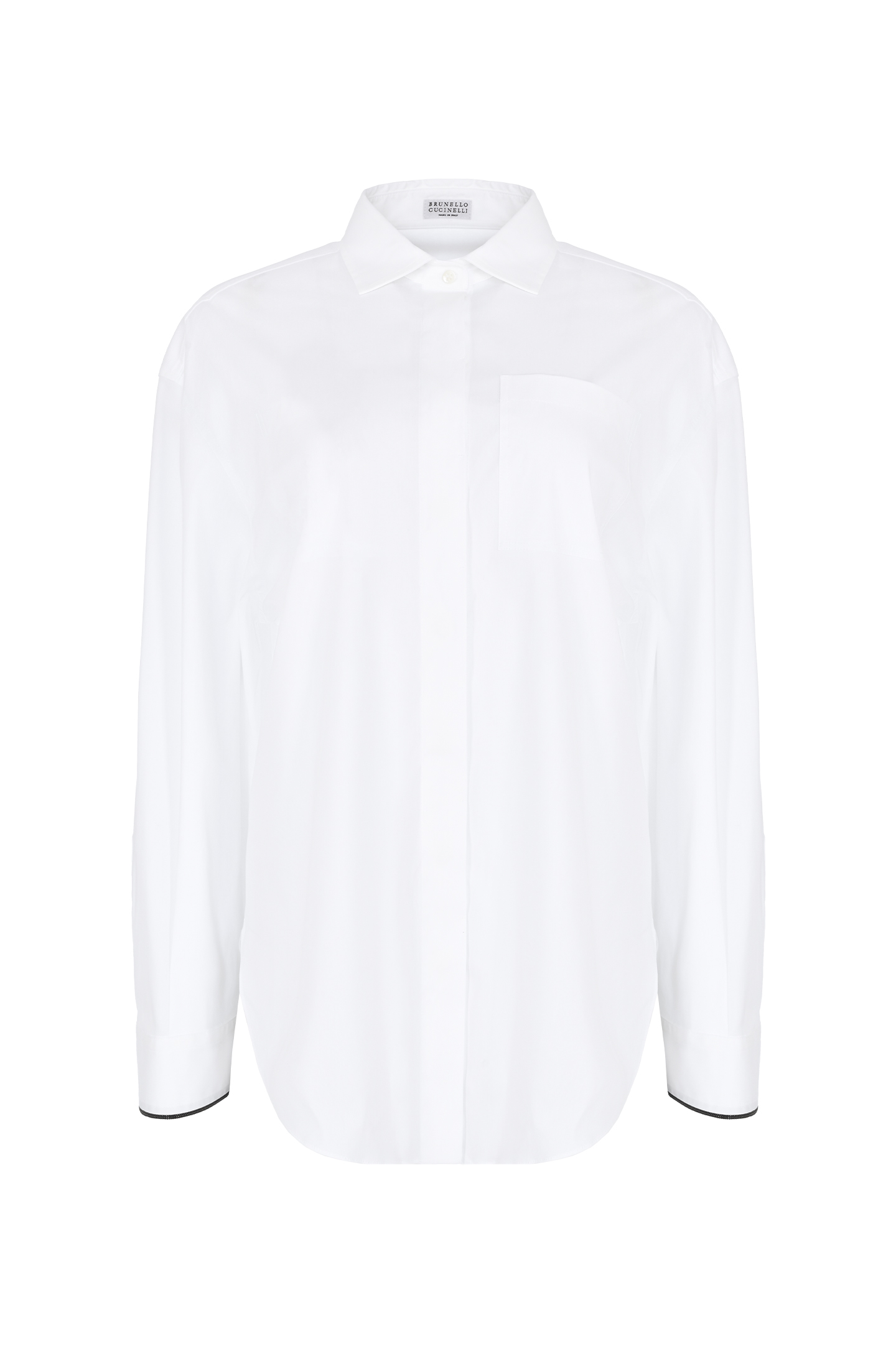 Хлопковая рубашка с эластаном BRUNELLO  CUCINELLI M0091MK956, цвет: Белый, Женский
