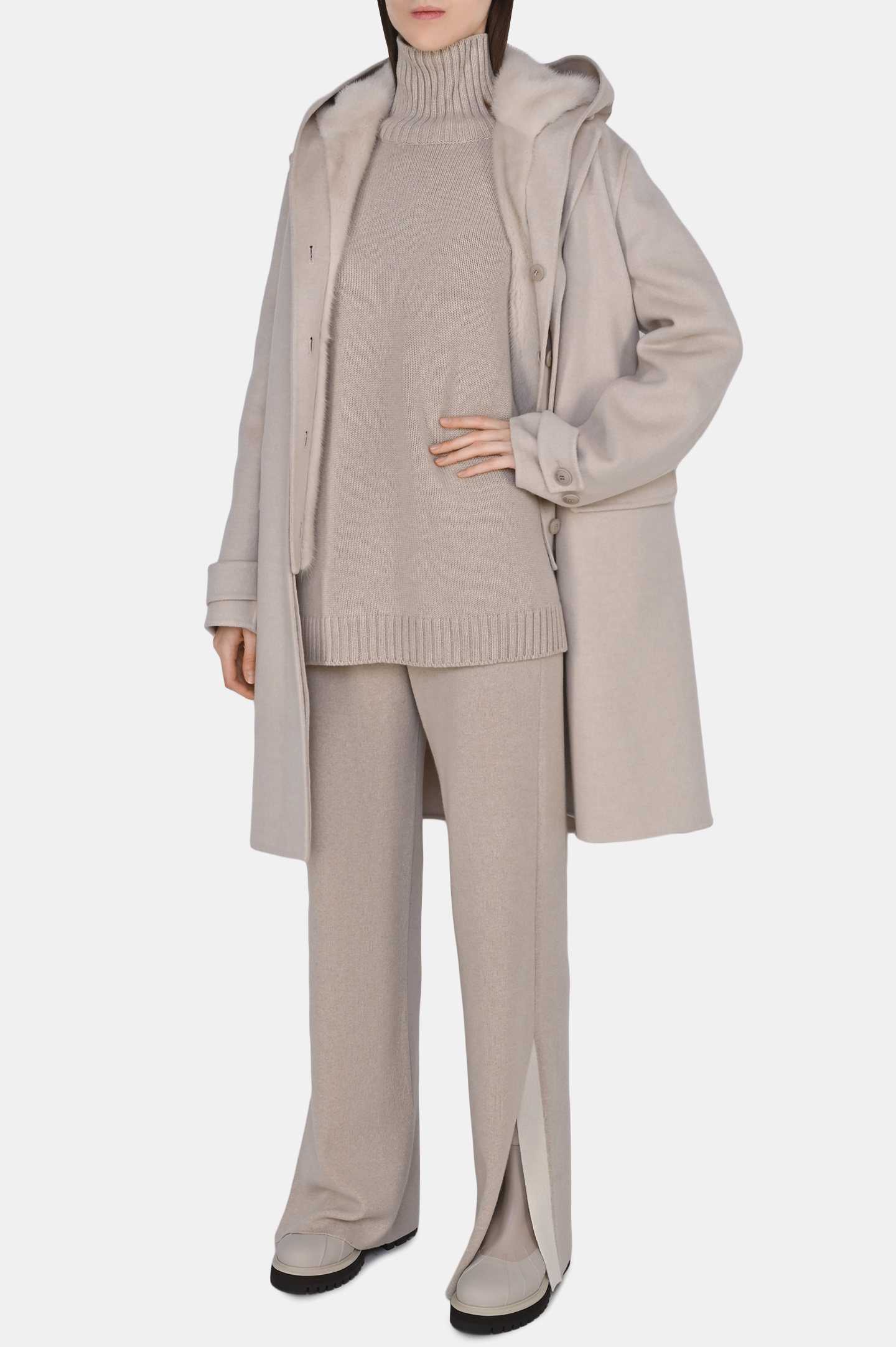 Пальто с жилетом LORO PIANA FAM4137, цвет: Бежевый, Женский