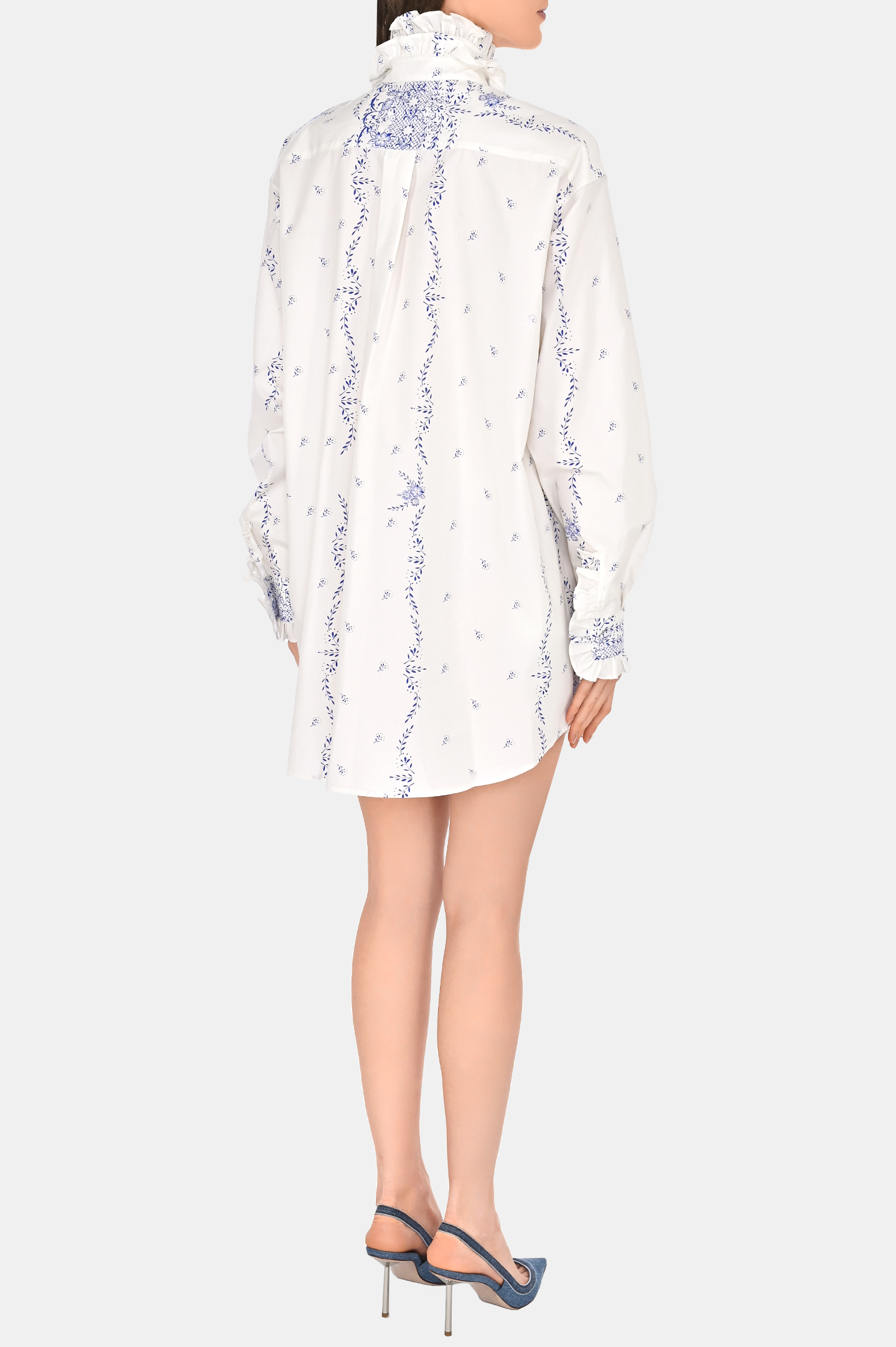 Платье-рубашка из хлопка с цветочным принтом PHILOSOPHY DI LORENZO SERAFINI A0453 737, цвет: Белый, Женский