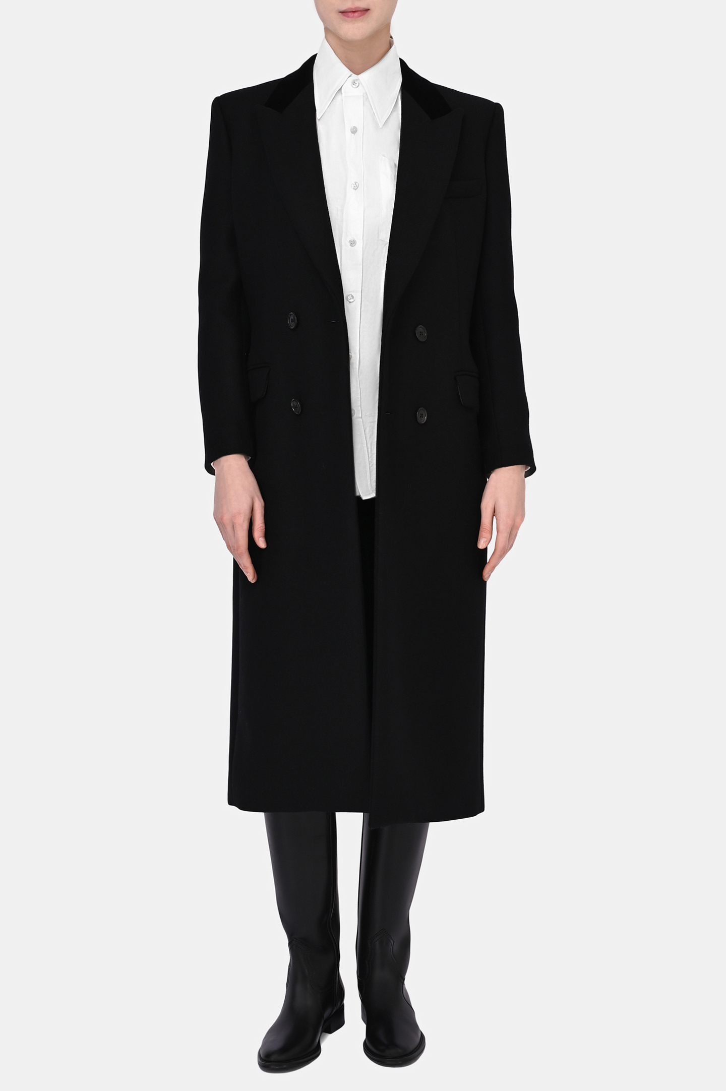 Пальто SAINT LAURENT 661315 Y5B58, цвет: Черный, Женский
