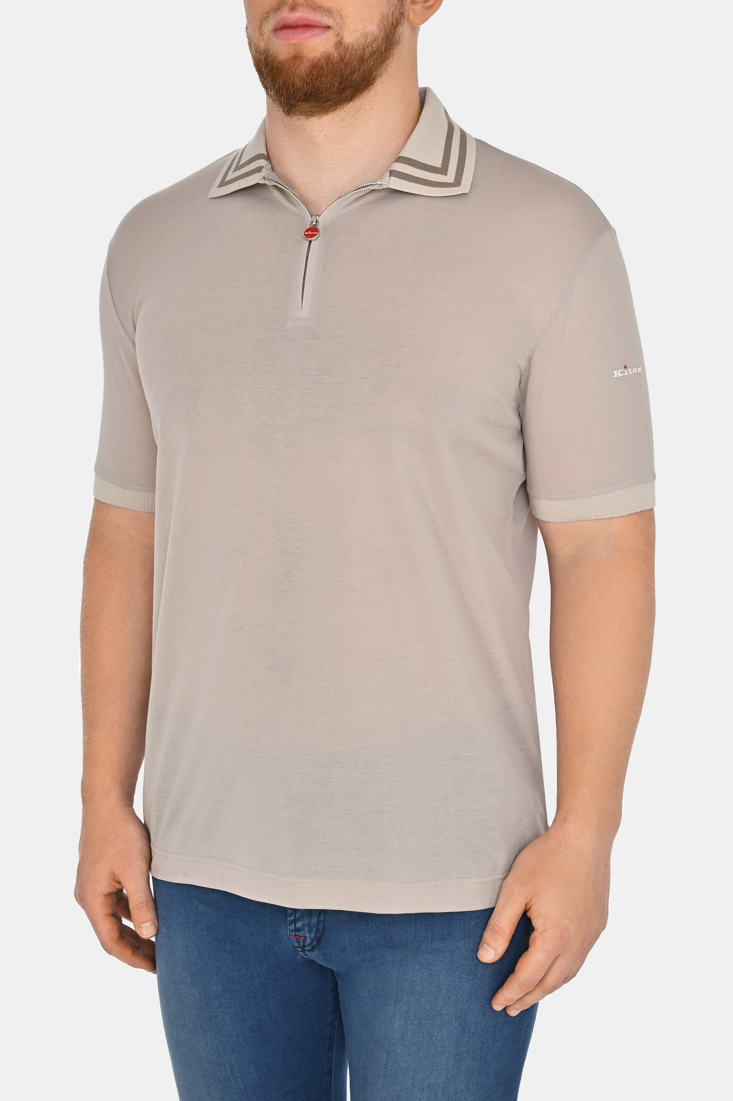 Поло KITON UMK06380, цвет: Бежевый, Мужской