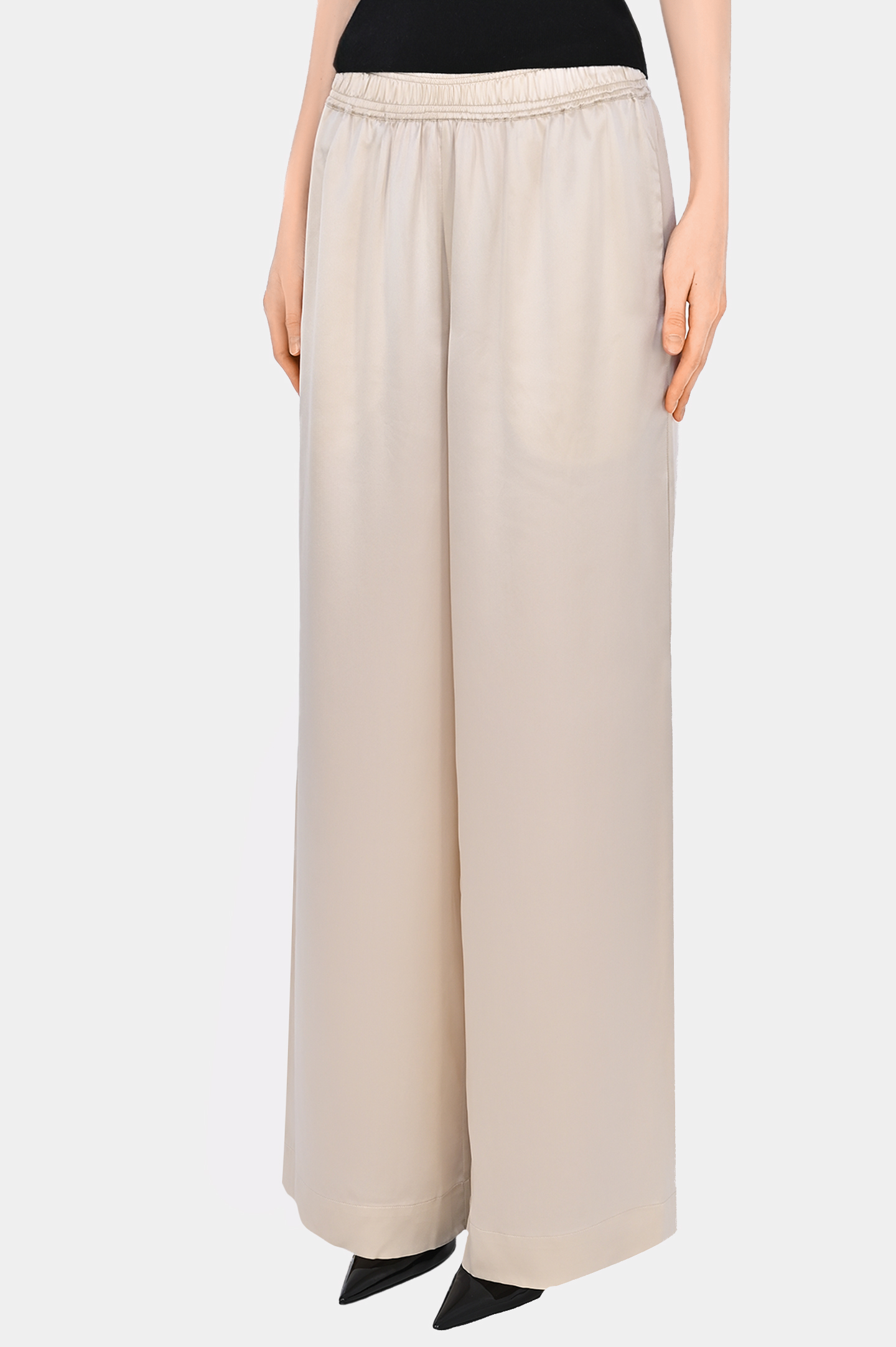 Широкие брюк из шелка JACOB LEE WSP008SS24PW, цвет: Светло-бежевый, Женский