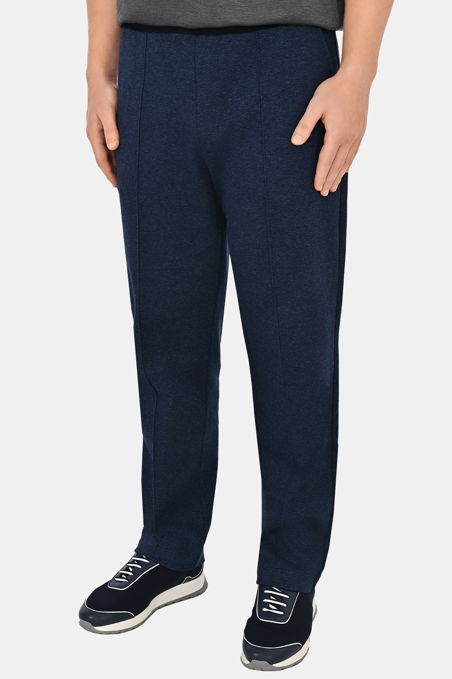 Спортивные хлопоковые брюки со стрелками CANALI MJ02044 T0836, цвет: Темно-синий, Мужской