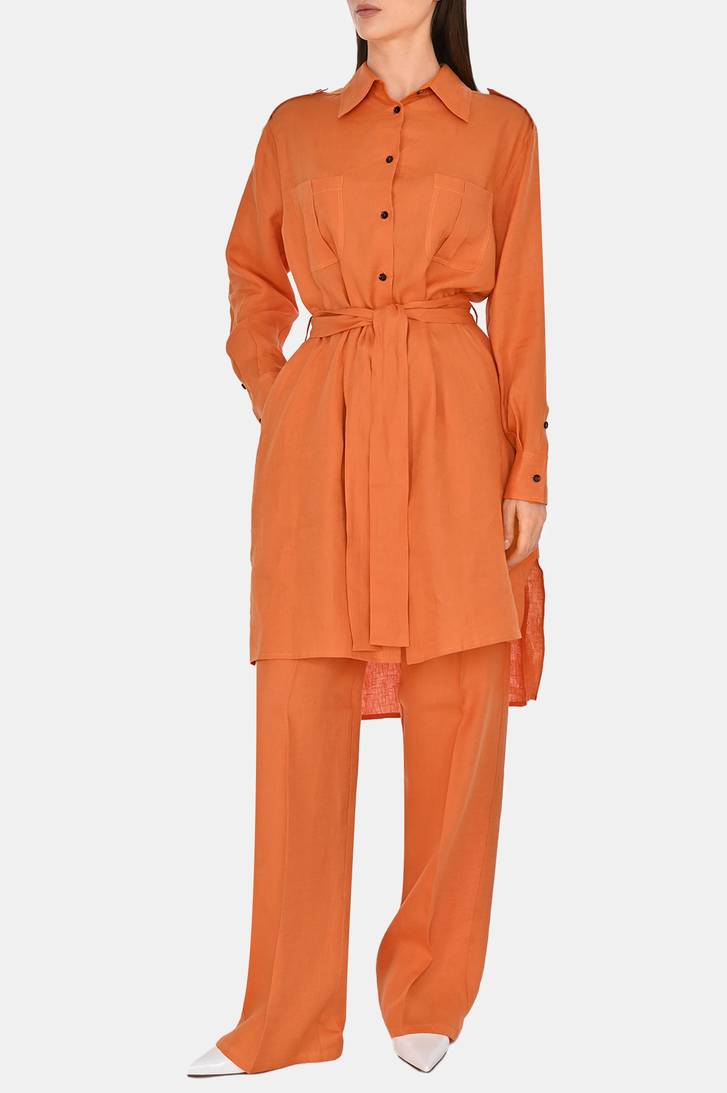 Платье+пояс KITON D55368H092850, цвет: Оранжевый, Женский