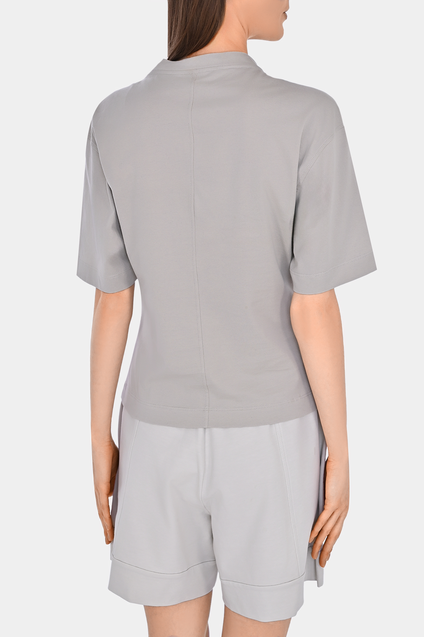 Хлопковая футболка с декором BRUNELLO  CUCINELLI M0T81EL330, цвет: Серый, Женский