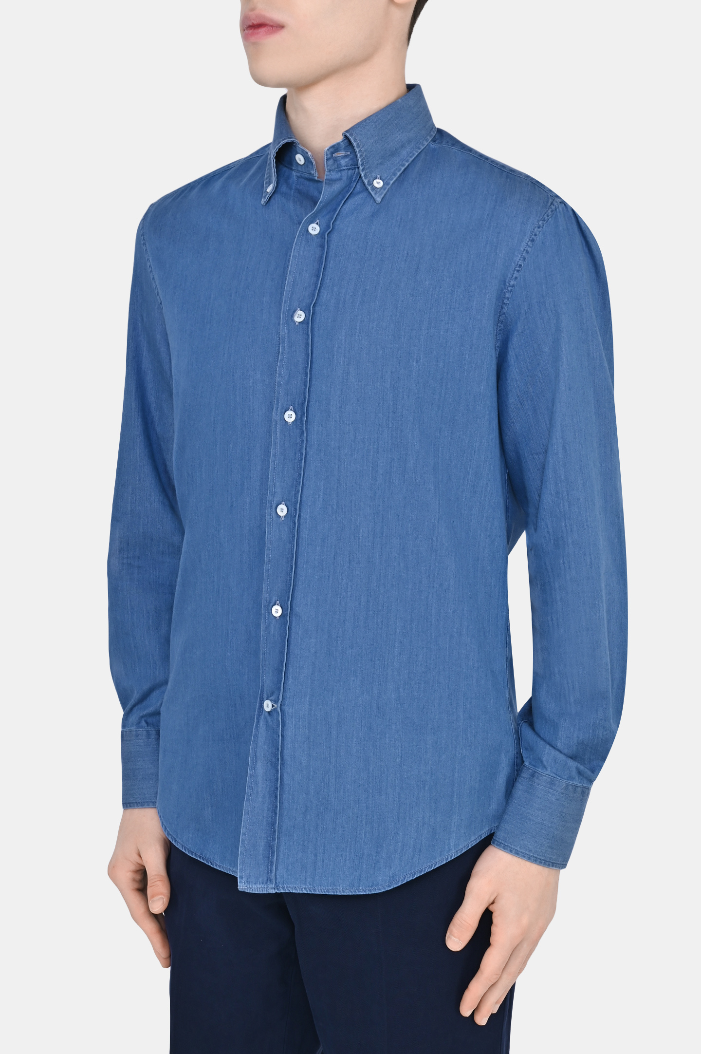 Рубашка BRUNELLO  CUCINELLI MR6831716, цвет: Синий, Мужской