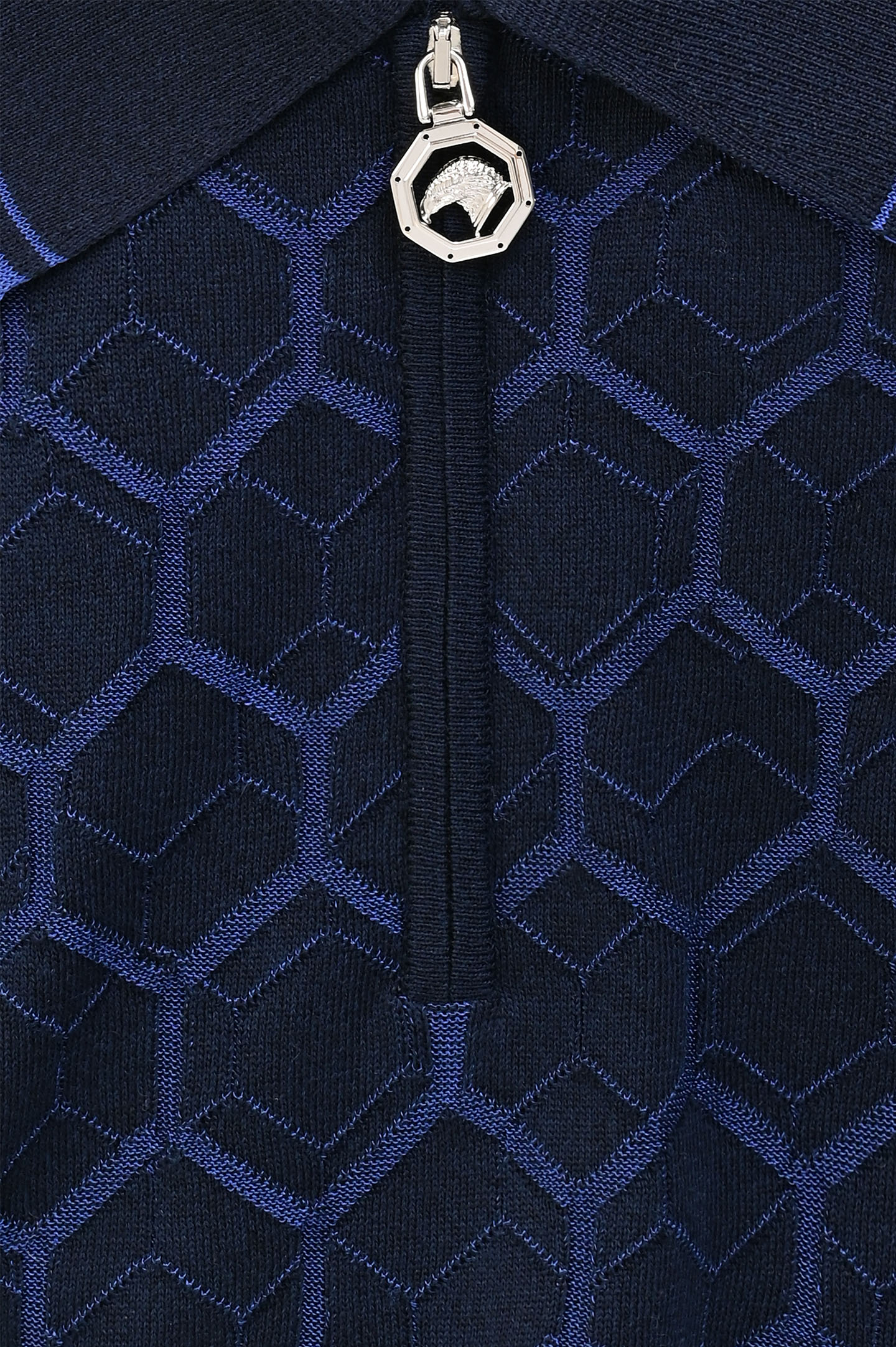 Поло-джемпер из хлопка и шелка с молнией STEFANO RICCI K818068P31 F24173/1, цвет: Темно-синий, Мужской