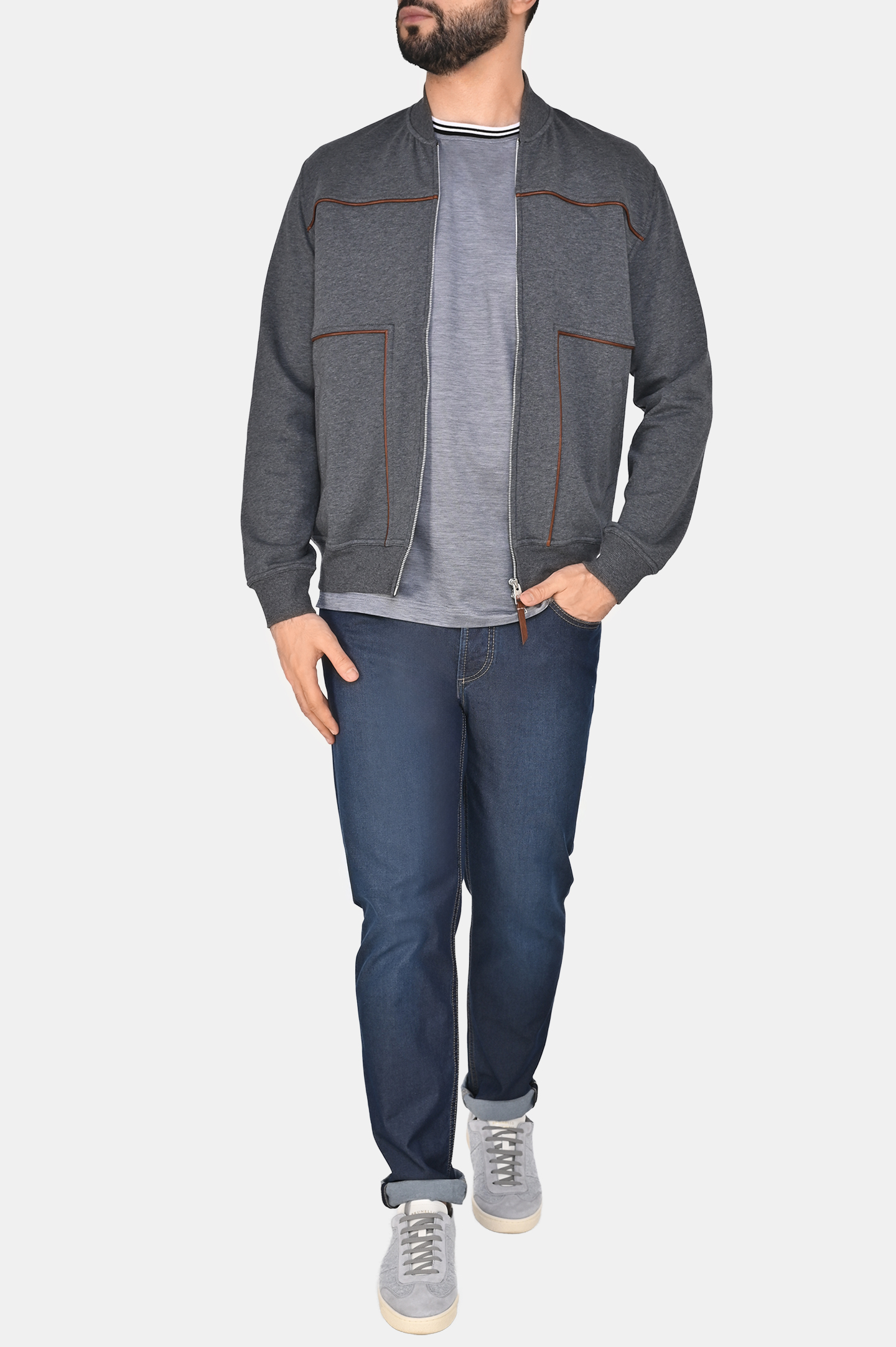 Куртка спорт BRUNELLO  CUCINELLI MW8639084G, цвет: Темно-серый, Мужской