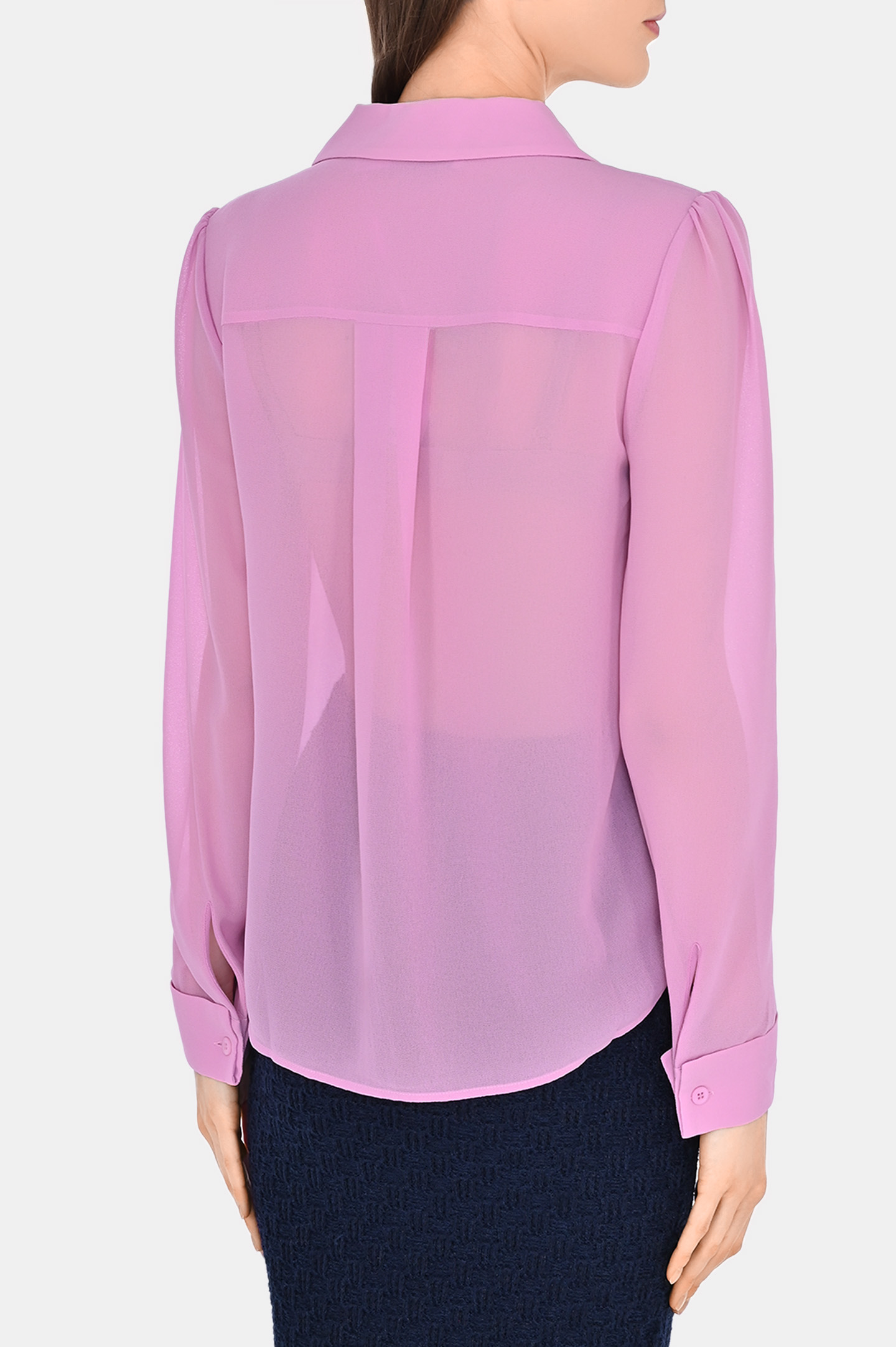 Блуза полупрозрачная с плиссировкой SELF PORTRAIT RS24034TP, цвет: Розовый, Женский
