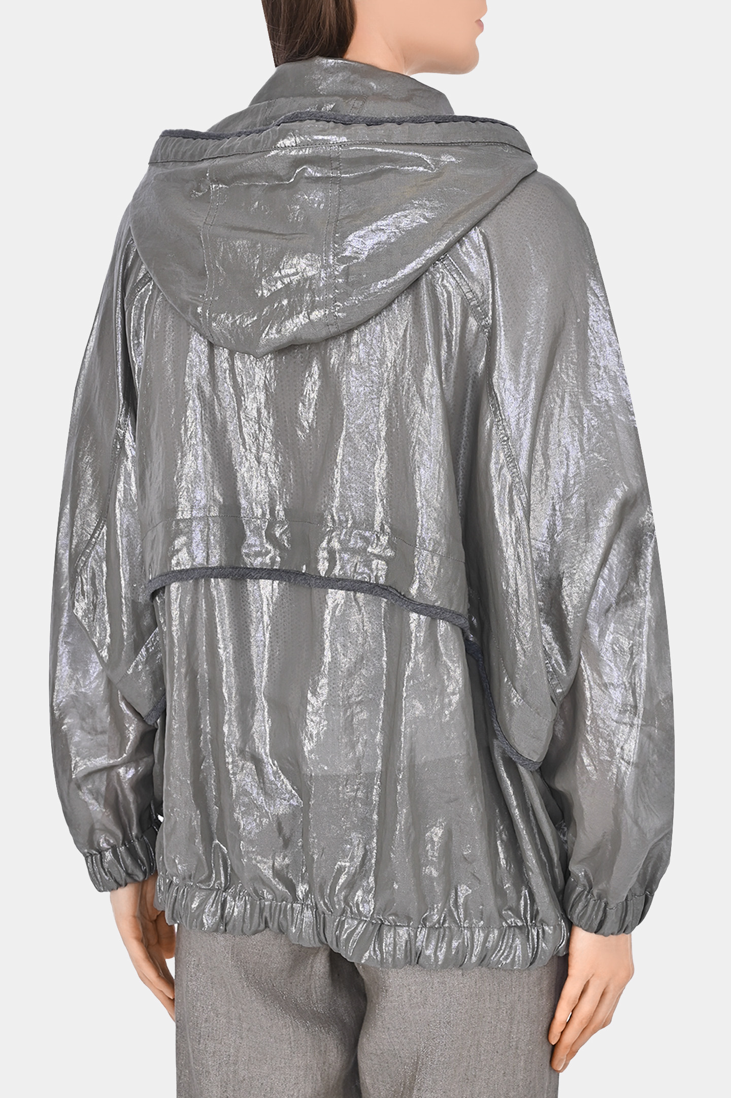 Куртка из смеси шелка, хлопка и кашемира BRUNELLO  CUCINELLI ML9502695, цвет: Темно-зеленый, Женский