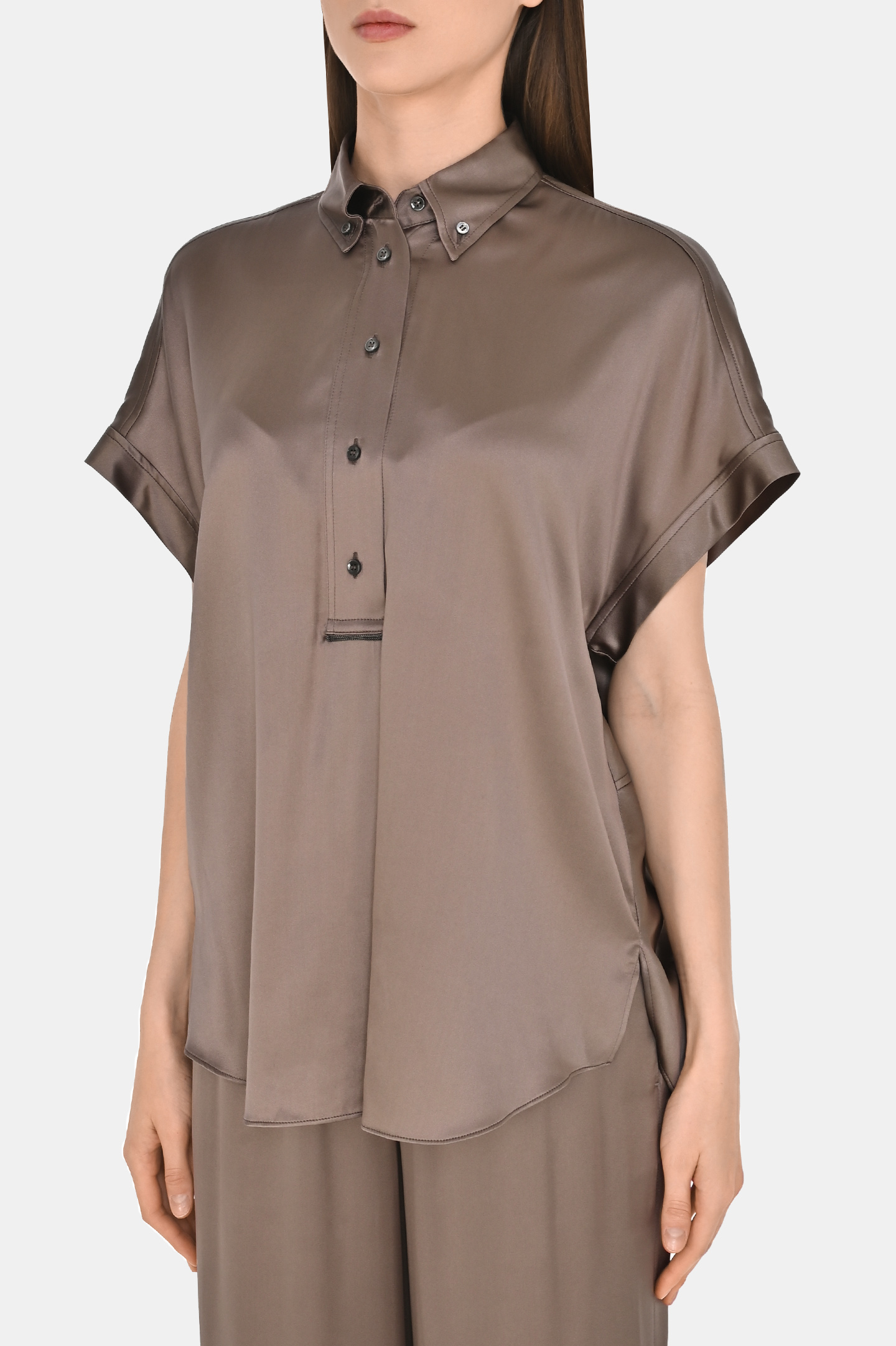 Блуза (Рубашка) BRUNELLO  CUCINELLI M0C59RA915, цвет: Коричневый, Женский