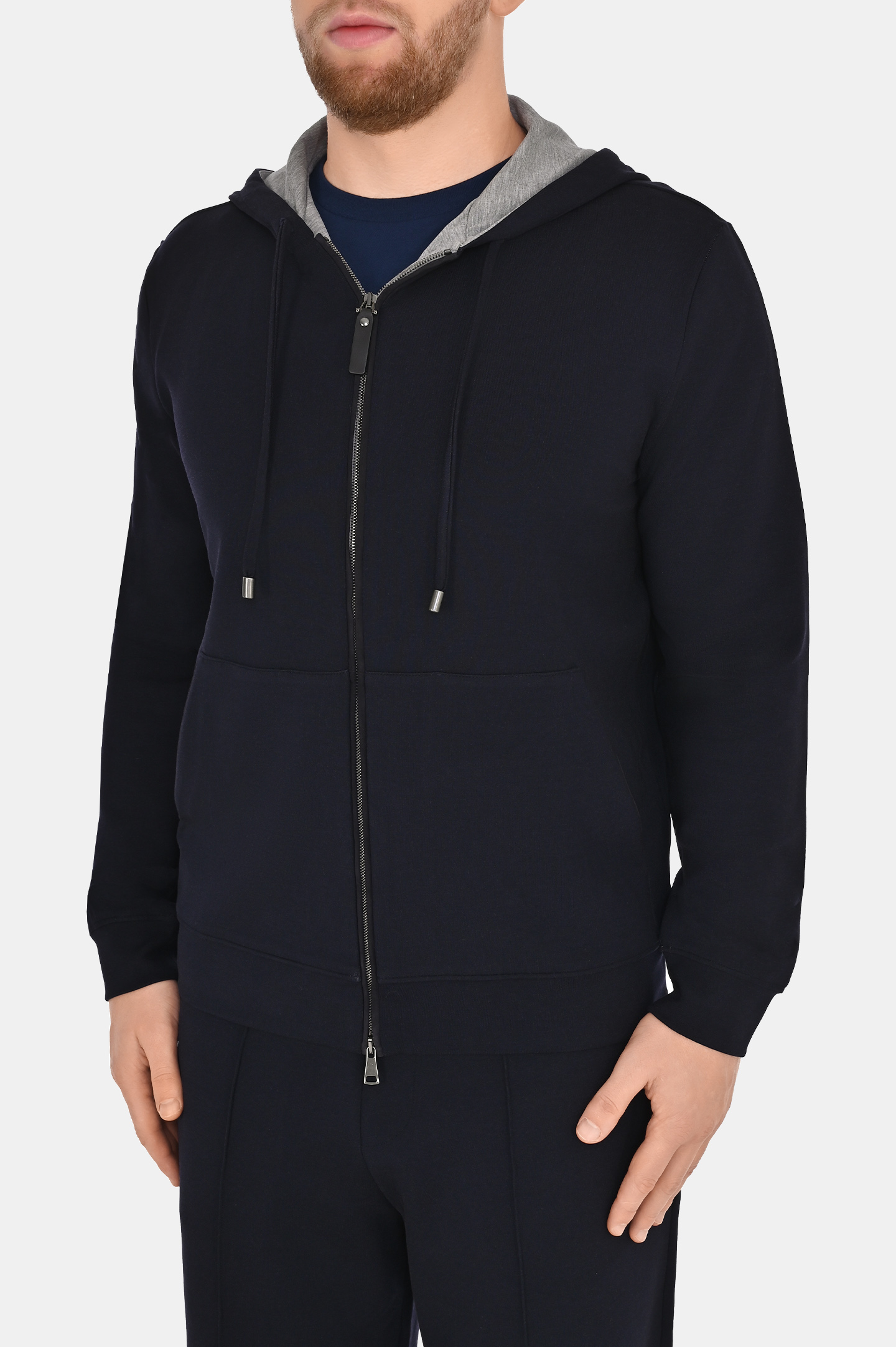Спортивная куртка с капюшоном CANALI MJ02045 T0831, цвет: Темно-синий, Мужской