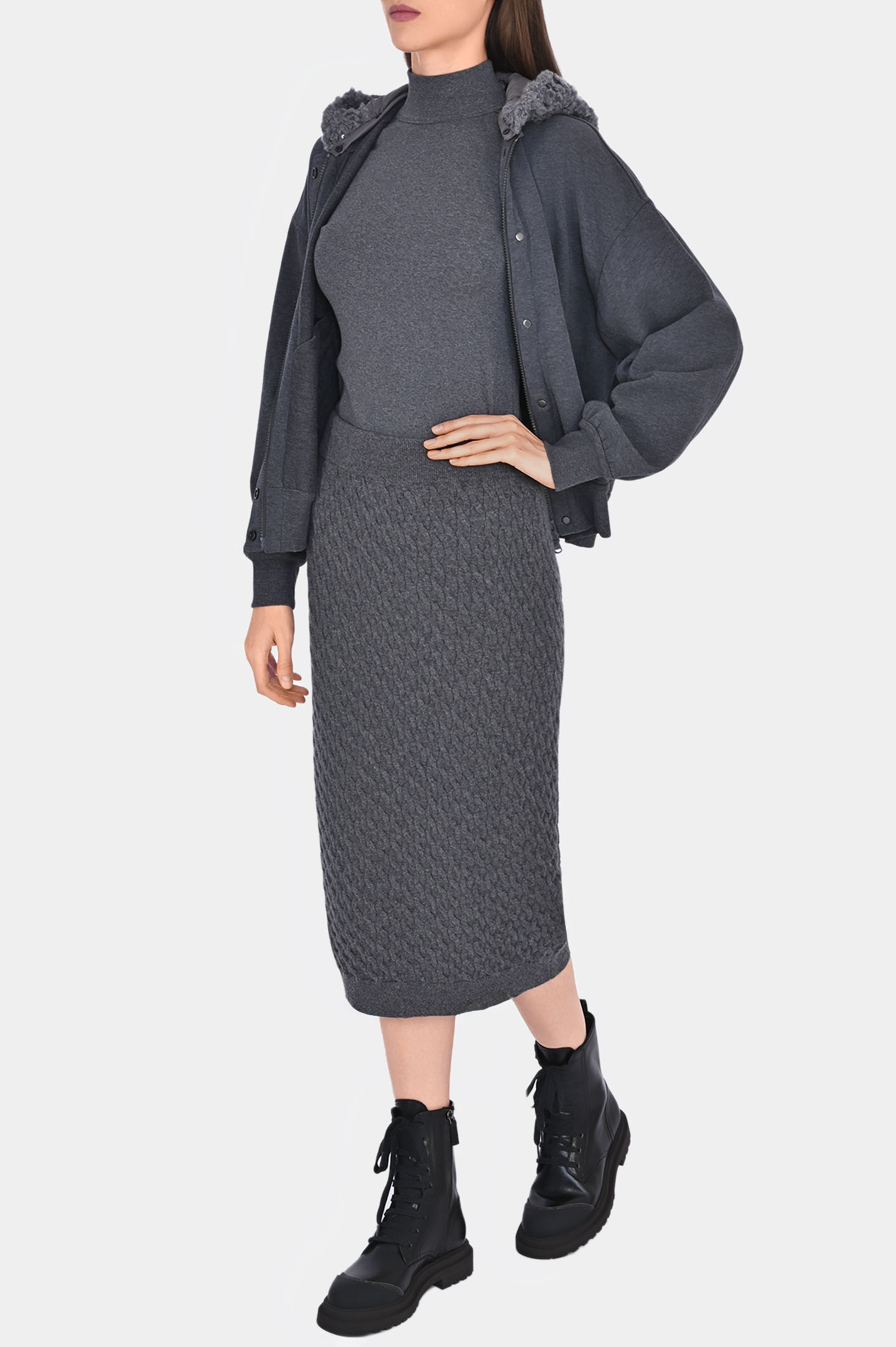 Куртка BRUNELLO  CUCINELLI MN05NDJ306, цвет: Темно-серый, Женский