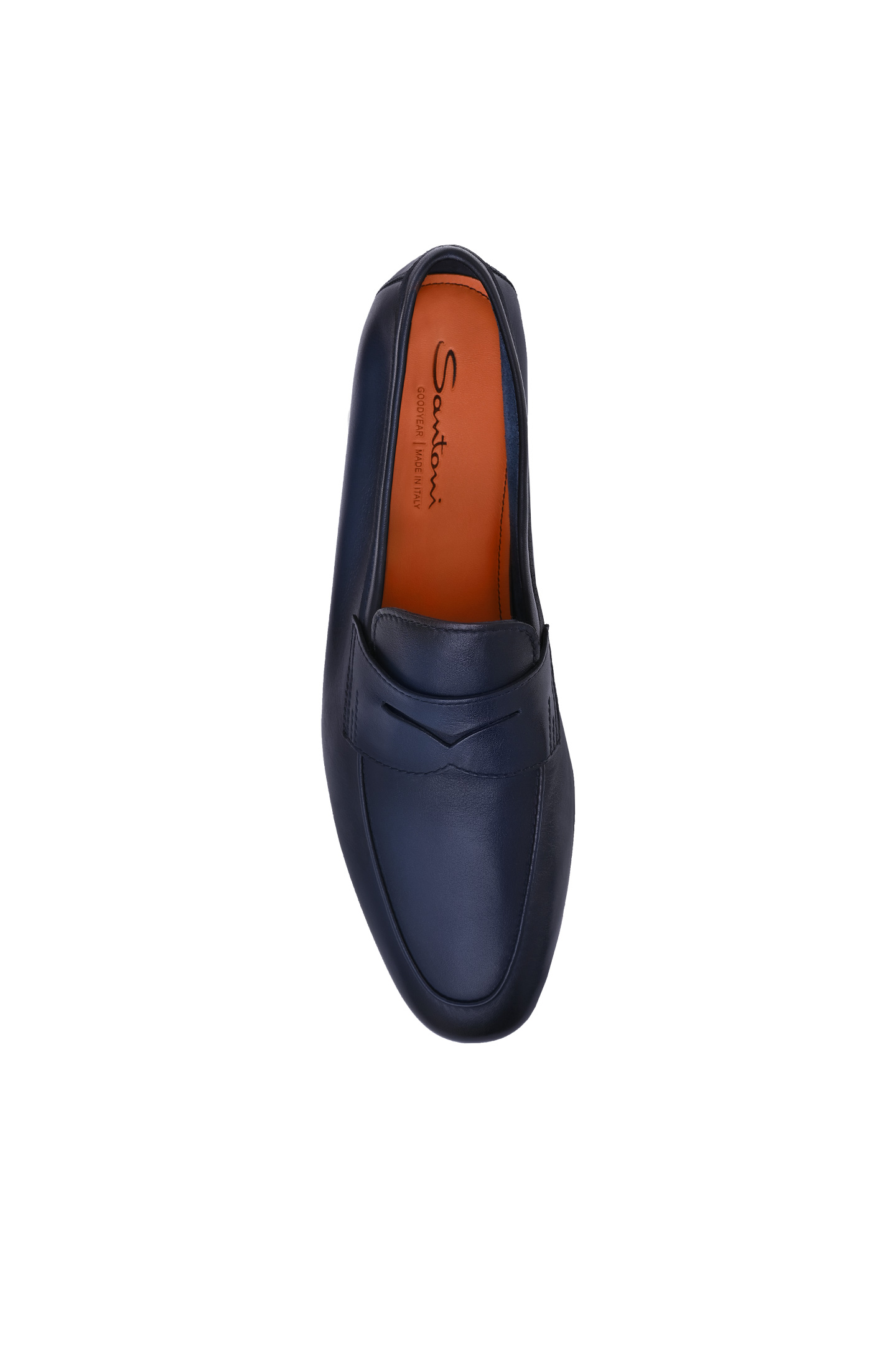 Кожаные лоферы SANTONI MCNG18837SA4SSLFU60, цвет: Темно-синий, Мужской