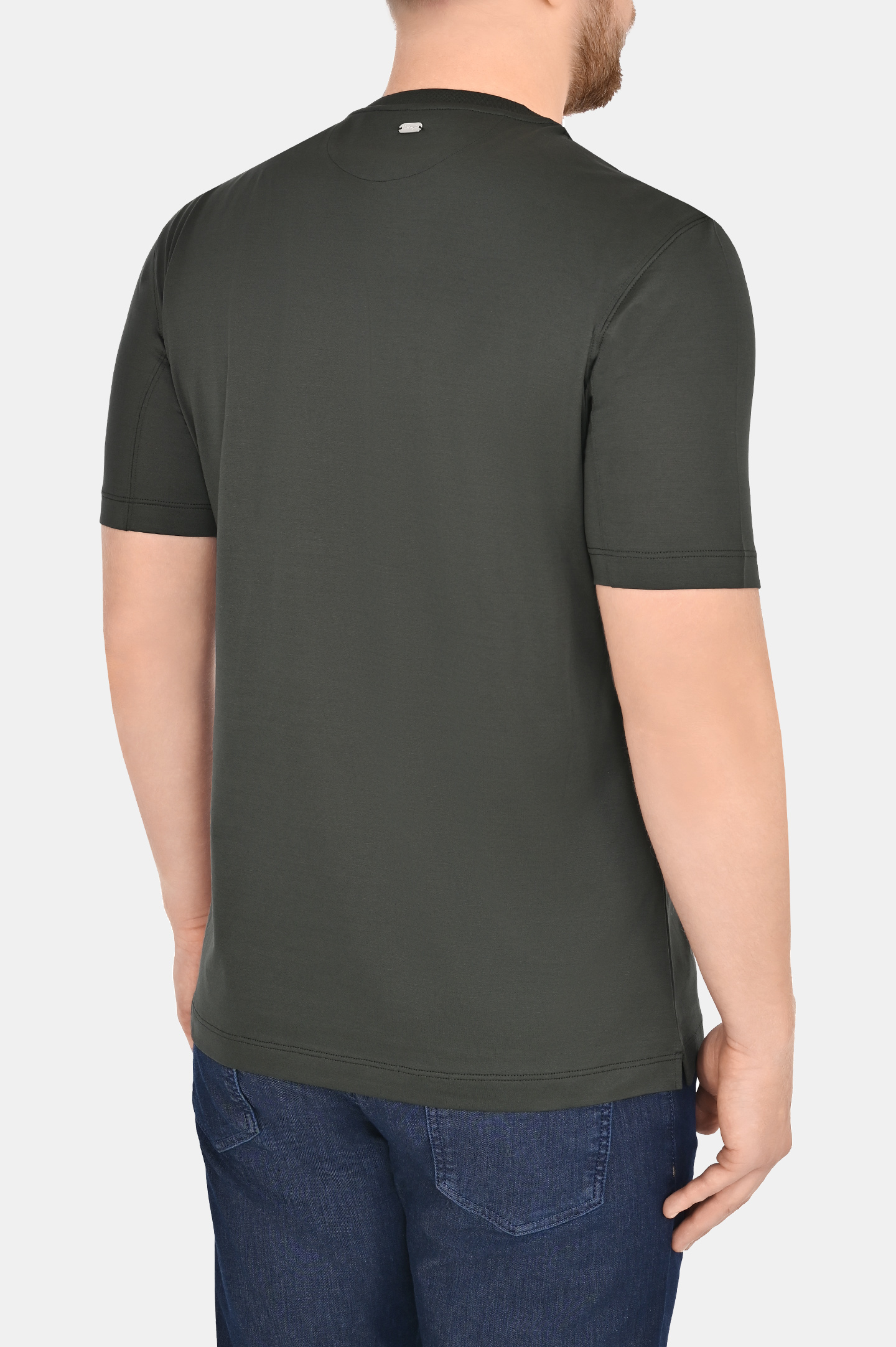 Базовая хлопковая футболка CASTANGIA DM66, цвет: Темно-зеленый, Мужской