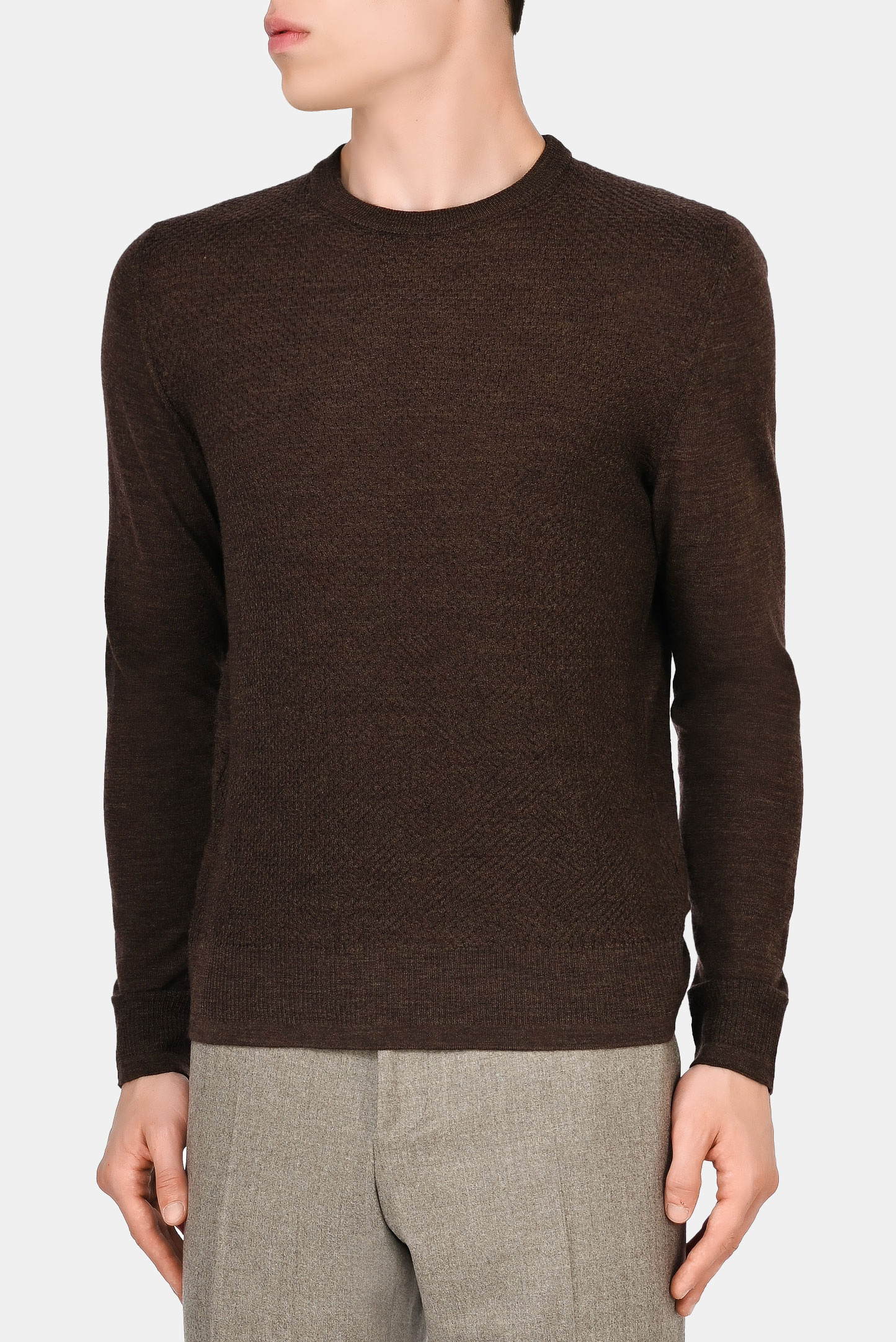 Свитер CANALI MK01260 C0821, цвет: Коричневый, Мужской