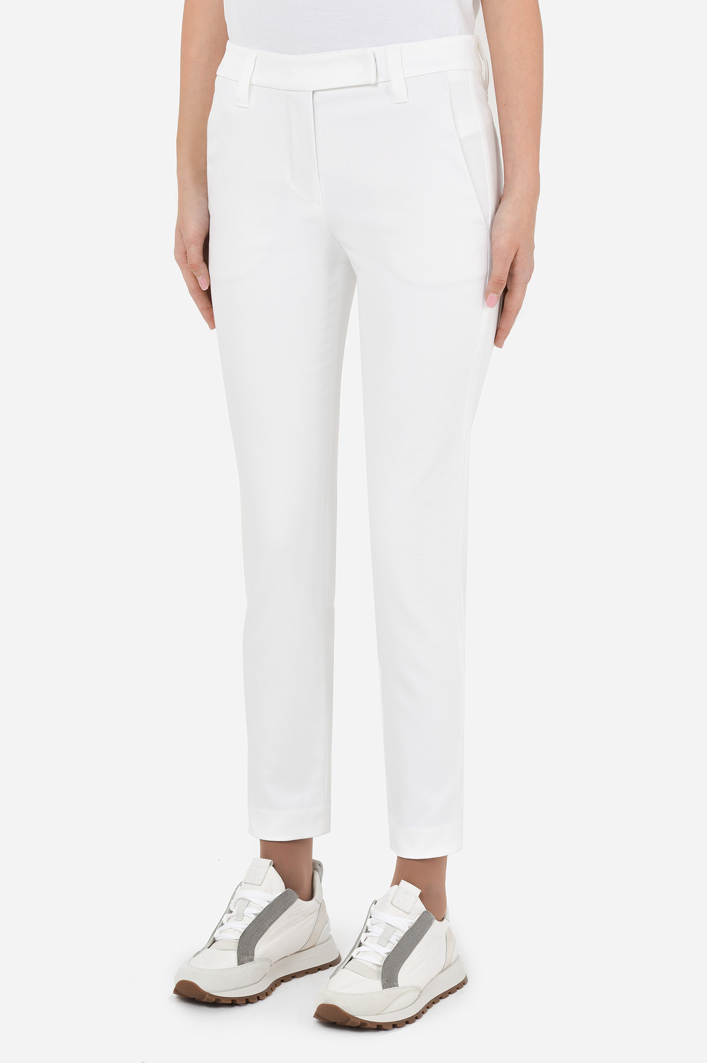 Брюки BRUNELLO  CUCINELLI MA126P7258, цвет: Белый, Женский