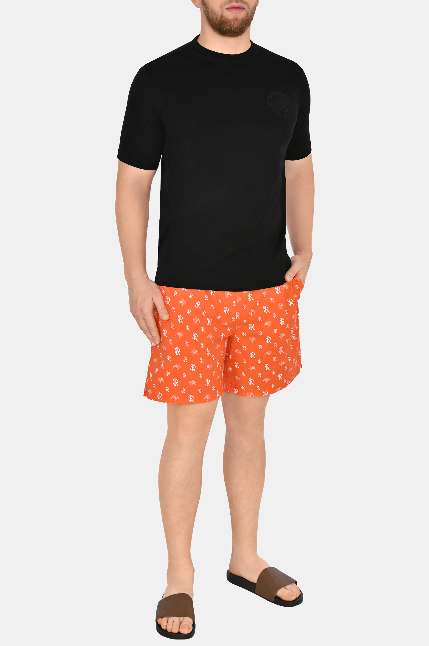 Плавки-шорты с принтом и логотипом STEFANO RICCI M6B4100050 B51401, цвет: Оранжевый, Мужской
