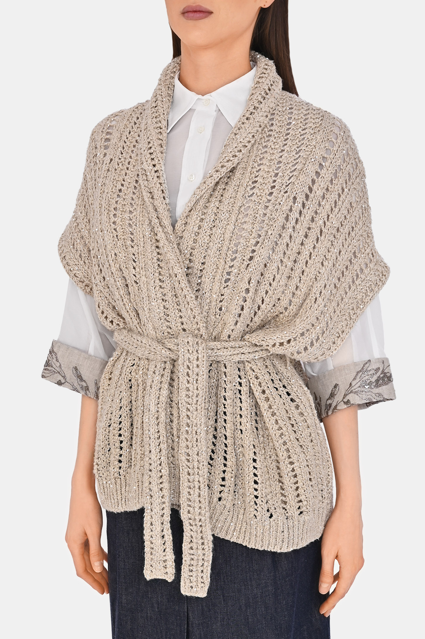 Кардиган BRUNELLO  CUCINELLI MEA393106, цвет: Светло-бежевый, Женский