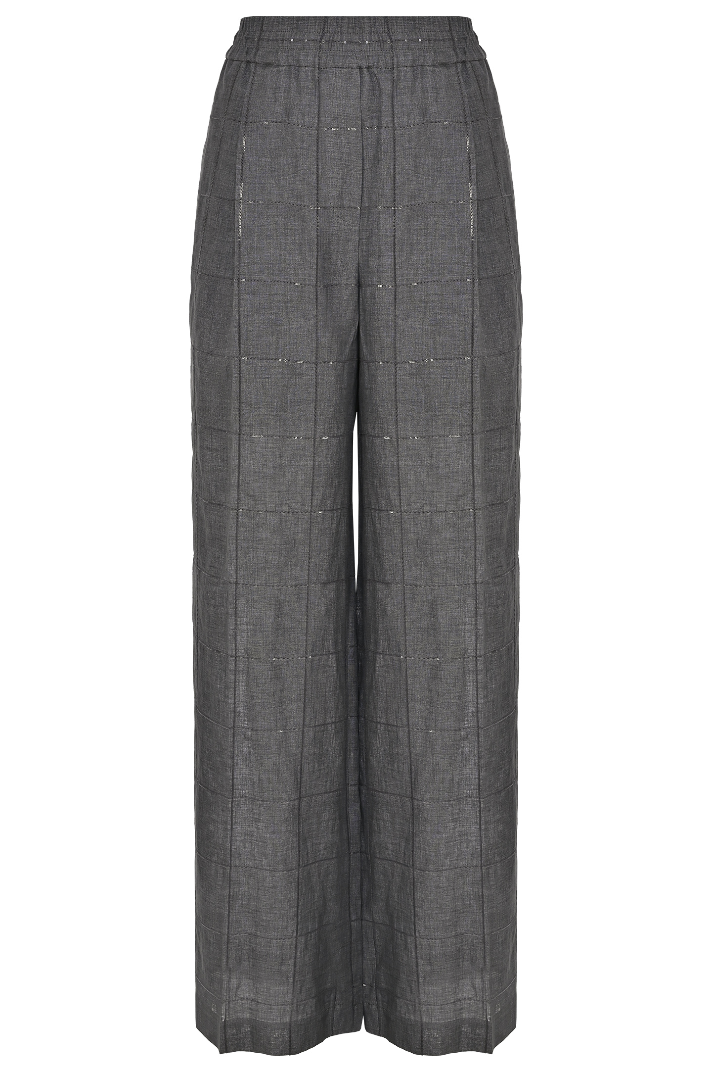 Льняные брюки BRUNELLO  CUCINELLI MM633P8887, цвет: Серый, Женский