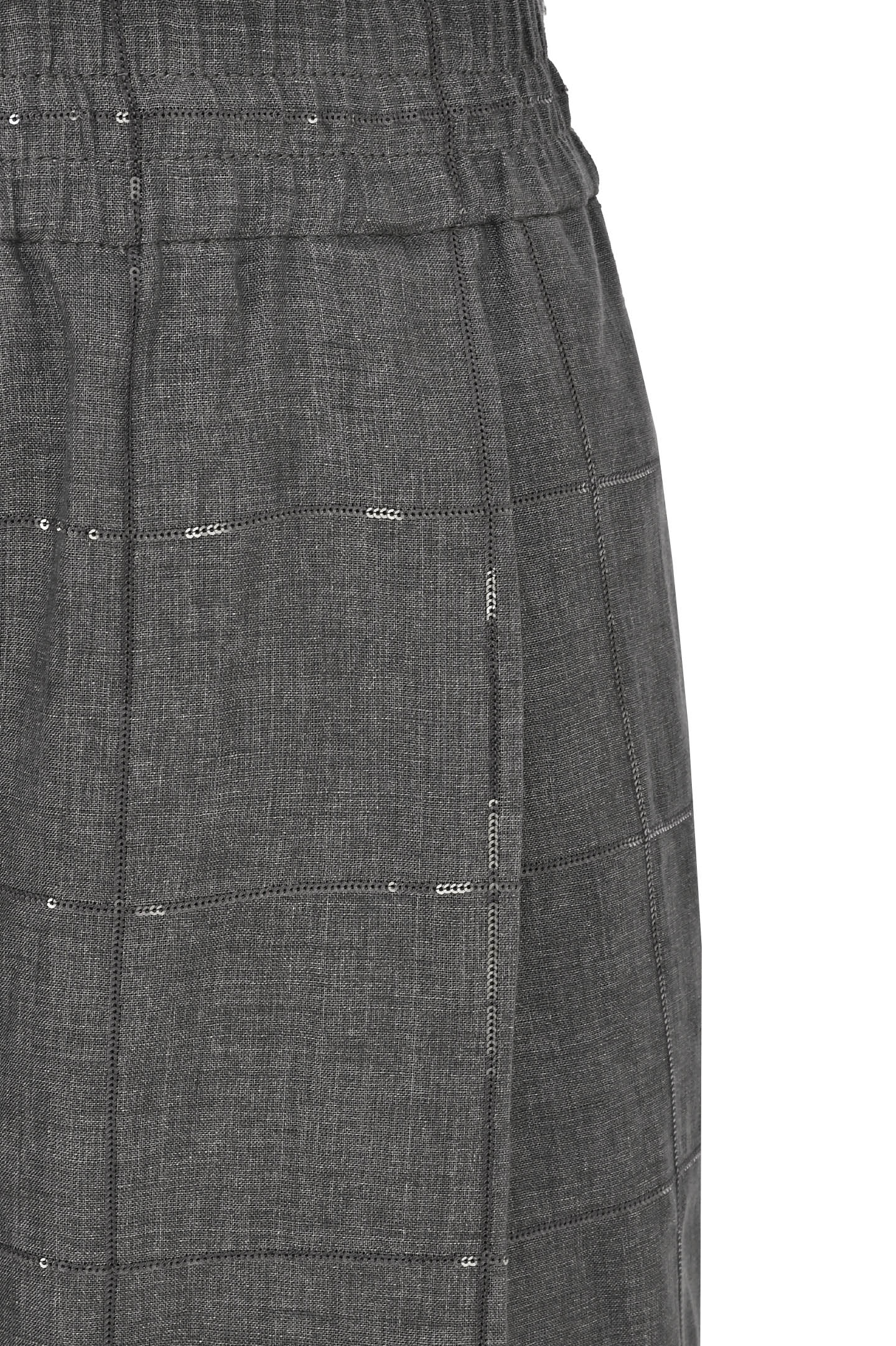 Льняные брюки BRUNELLO  CUCINELLI MM633P8887, цвет: Серый, Женский