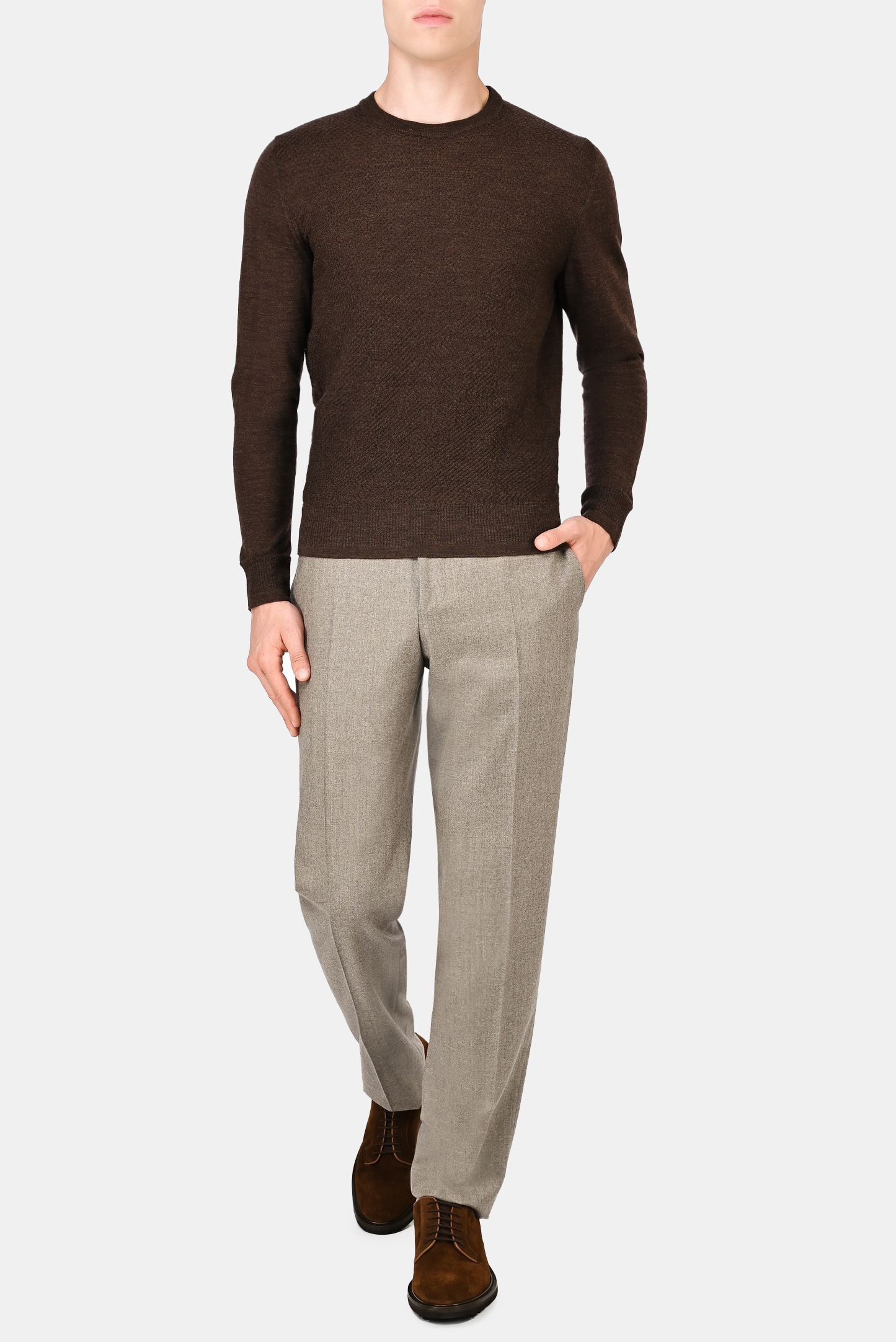 Свитер CANALI MK01260 C0821, цвет: Коричневый, Мужской