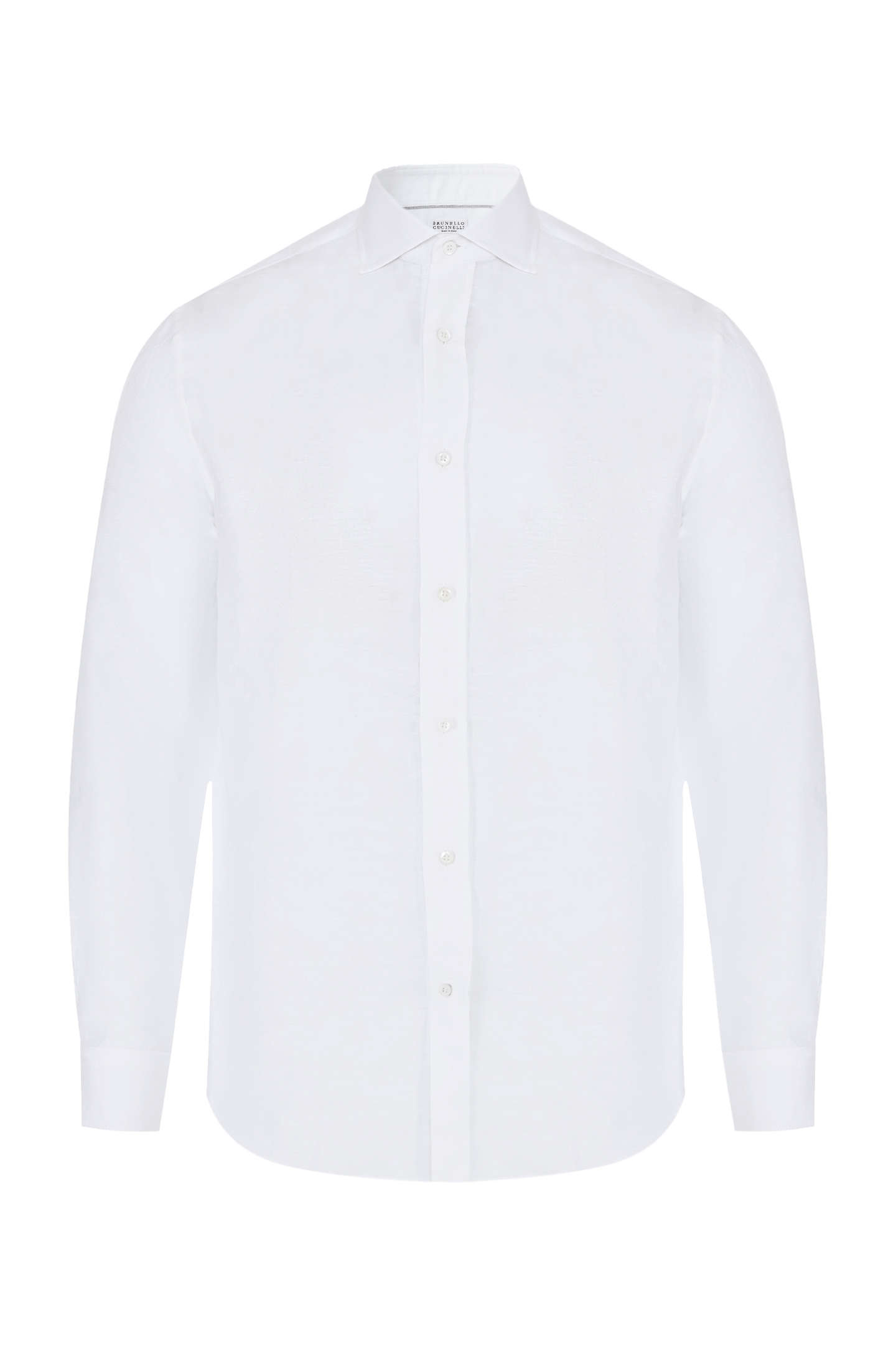 Рубашка из хлопка и льна с косым воротом BRUNELLO  CUCINELLI MM6320627, цвет: Белый, Мужской