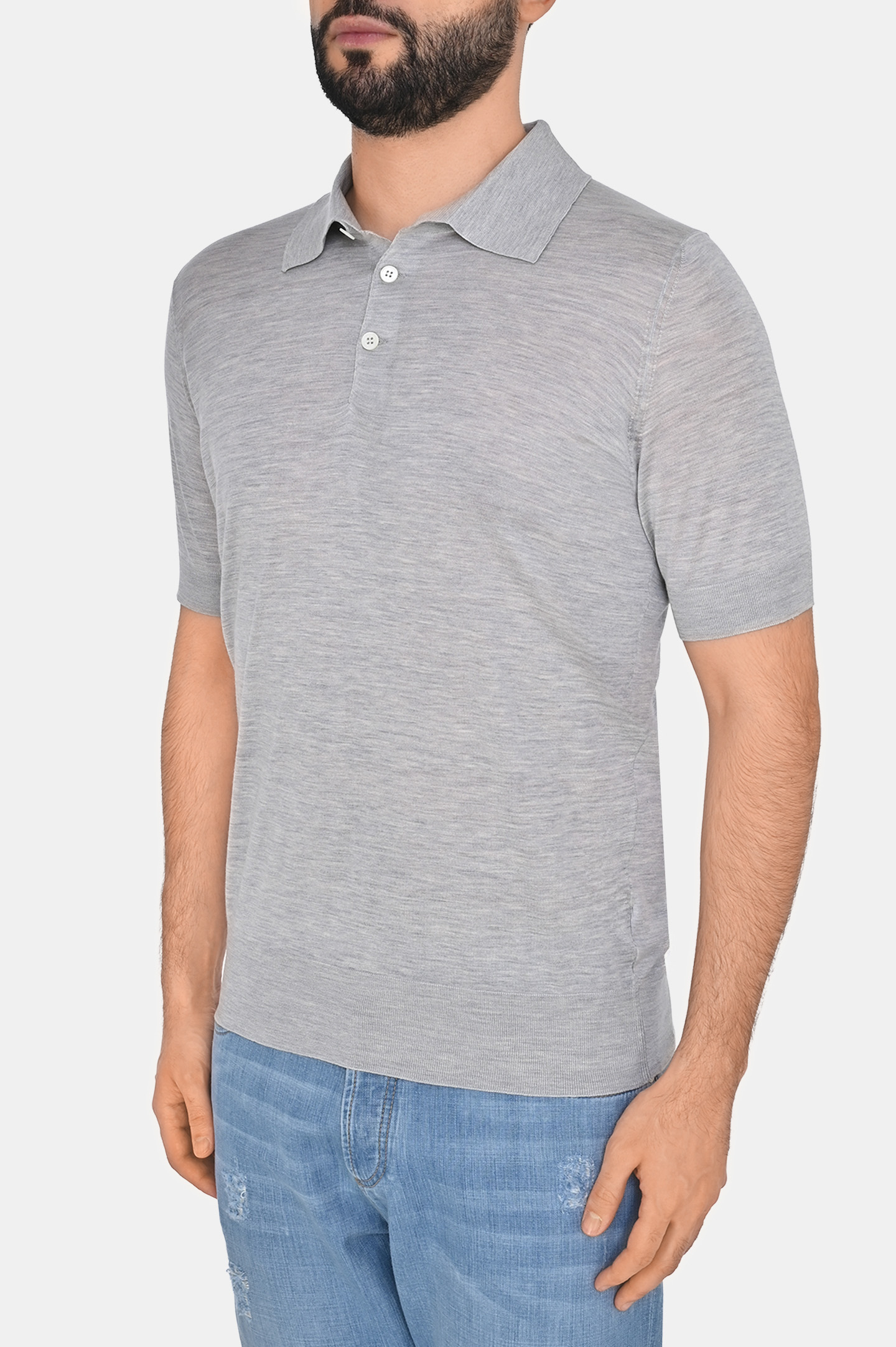Поло BRUNELLO  CUCINELLI MNB805405, цвет: Серый, Мужской