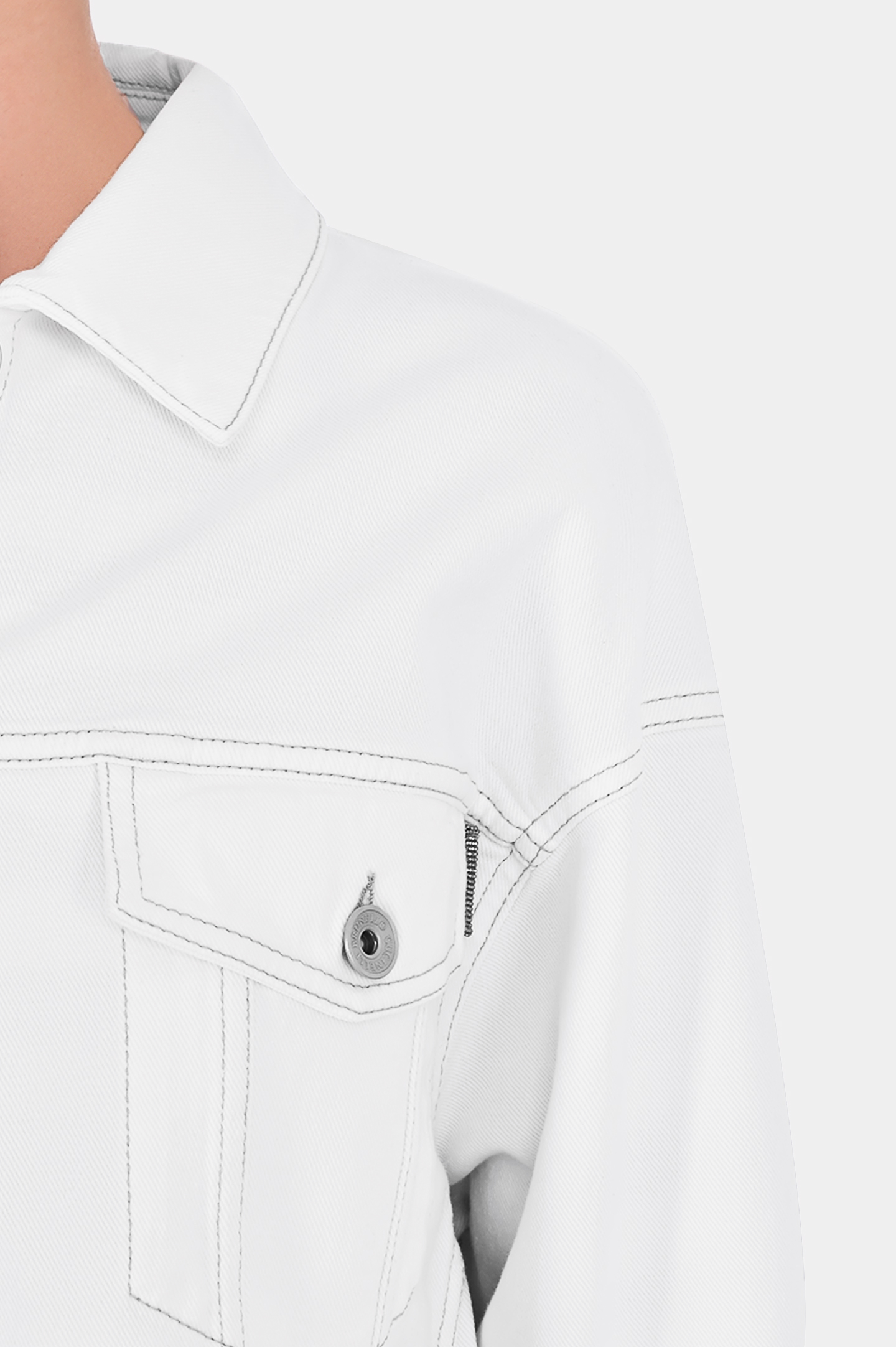 Джинсовая куртка с карманами BRUNELLO  CUCINELLI MB0572989, цвет: Белый, Женский