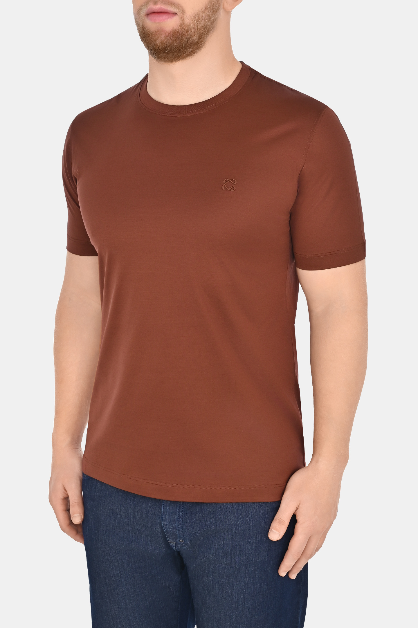 Базовая хлопковая футболка CASTANGIA DM66, цвет: Коричневый, Мужской
