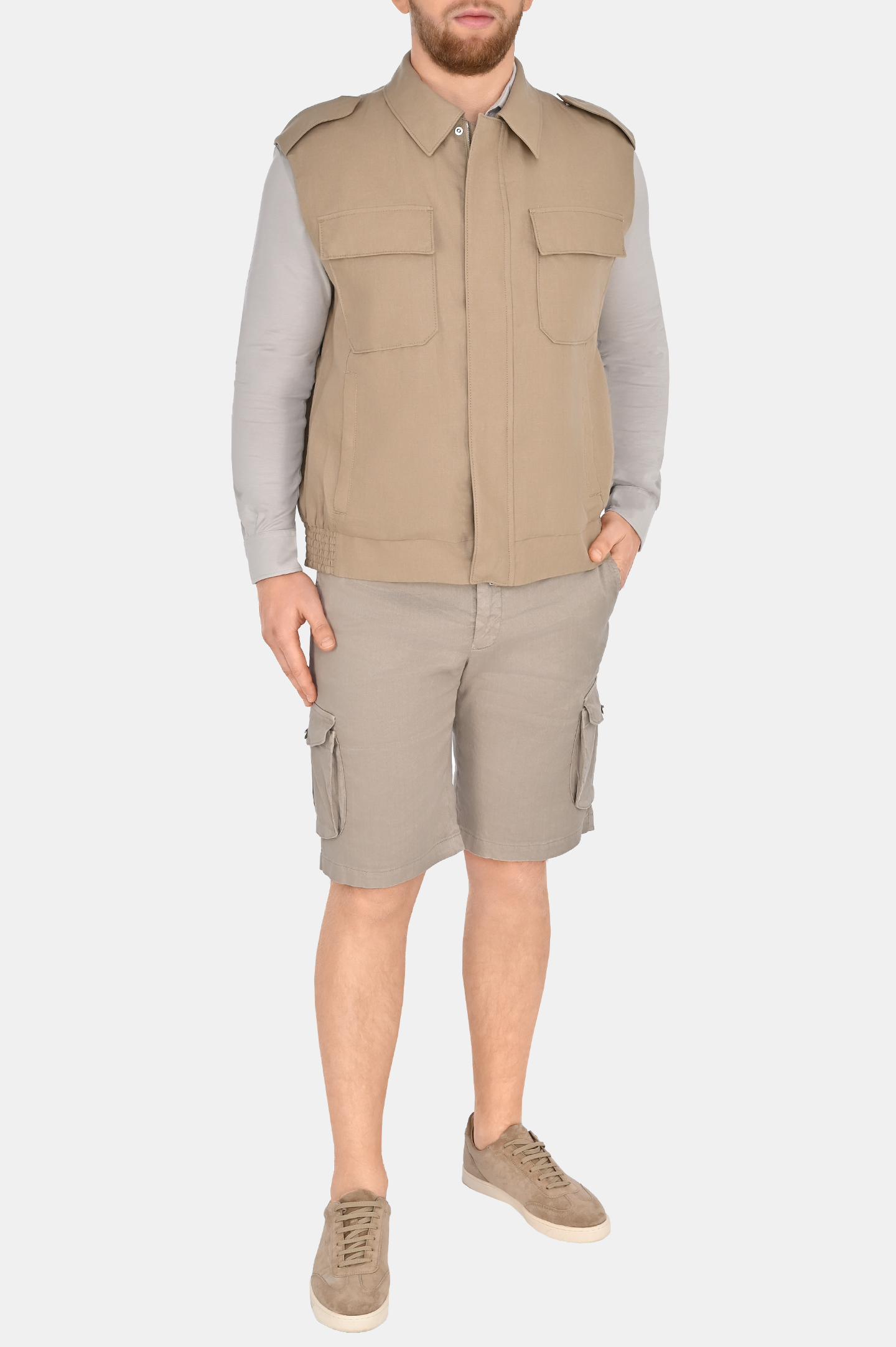 Джинсовые шорты с карманами KITON UFPPBK0604D0, цвет: Бежевый, Мужской