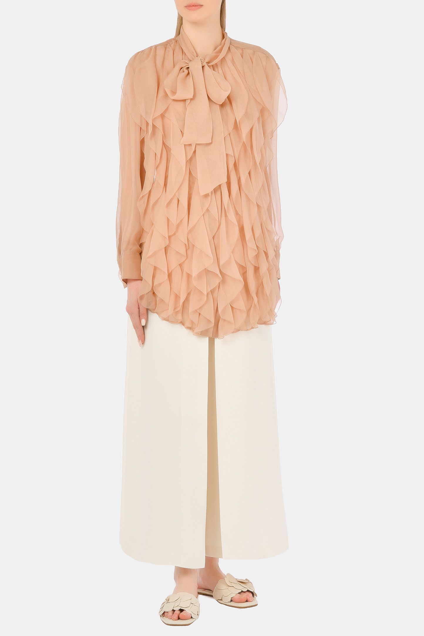 Брюки VALENTINO PAP VB3RB45065C, цвет: Молочный, Женский
