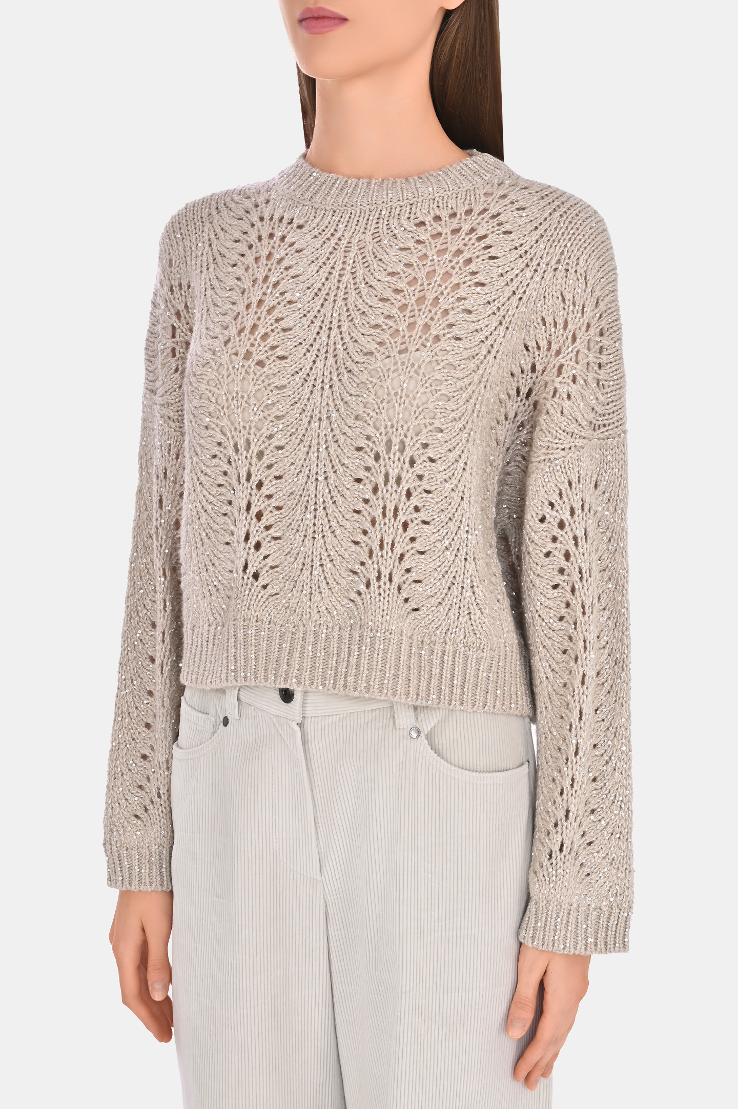 Свитер BRUNELLO  CUCINELLI MPT361500, цвет: Светло-бежевый, Женский