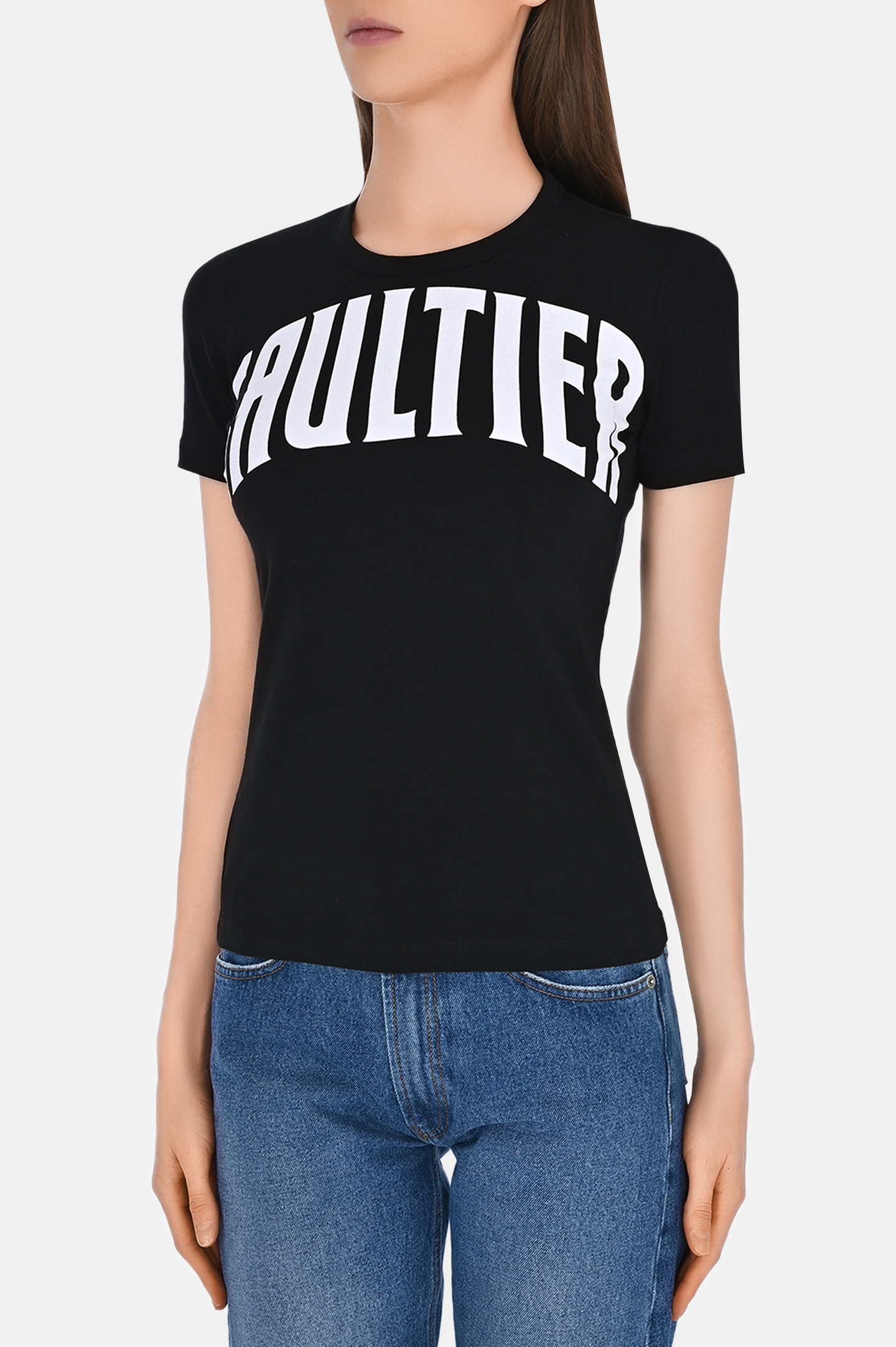 Хлопковая футболка с логотипом JEAN PAUL GAULTIER 24/25-F-TS071I-J056, цвет: Черный, Женский