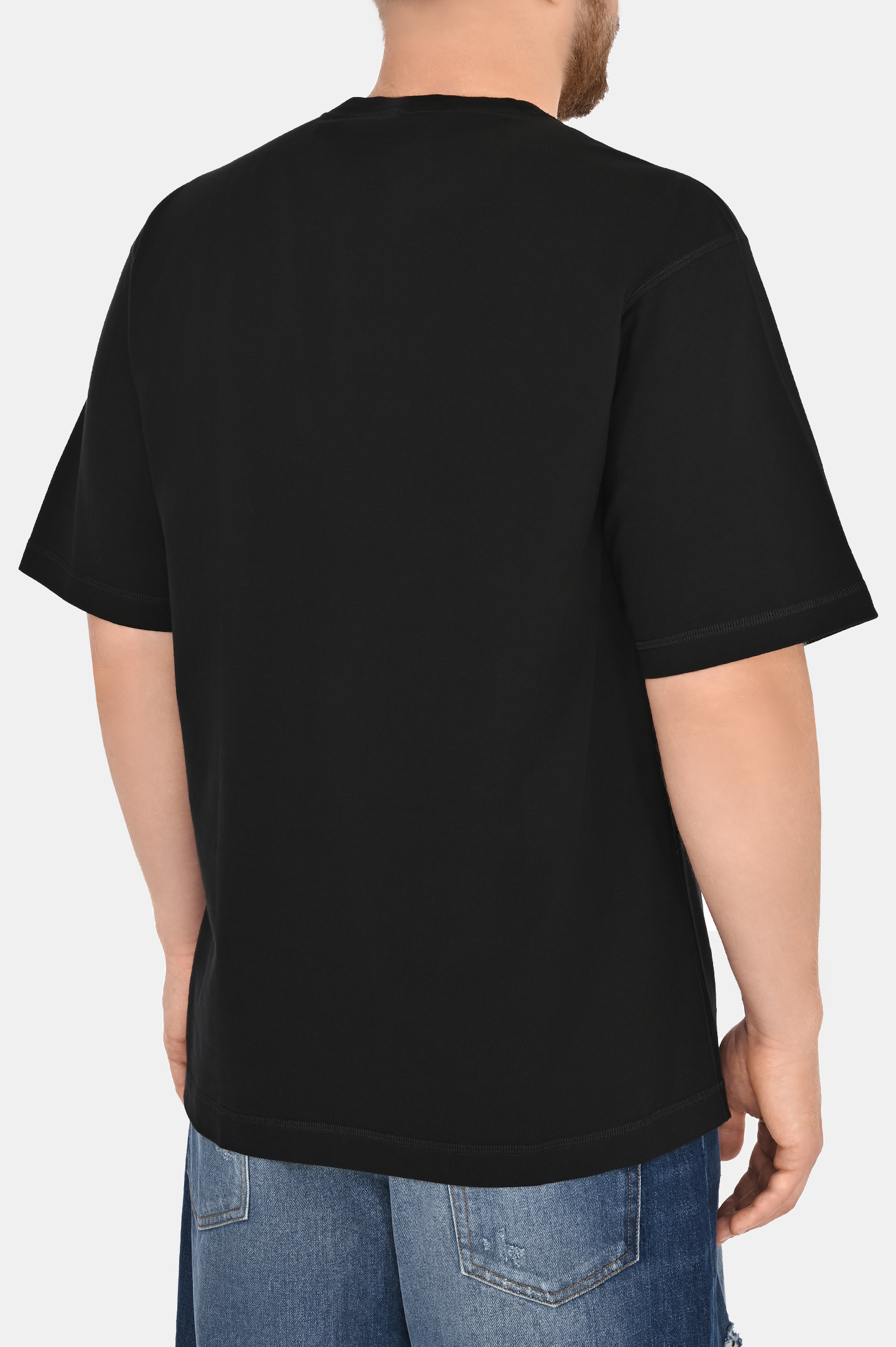 Хлопковая футболка с логотипом и принтом DOLCE & GABBANA G8PN9T G7K1V, цвет: Черный, Мужской