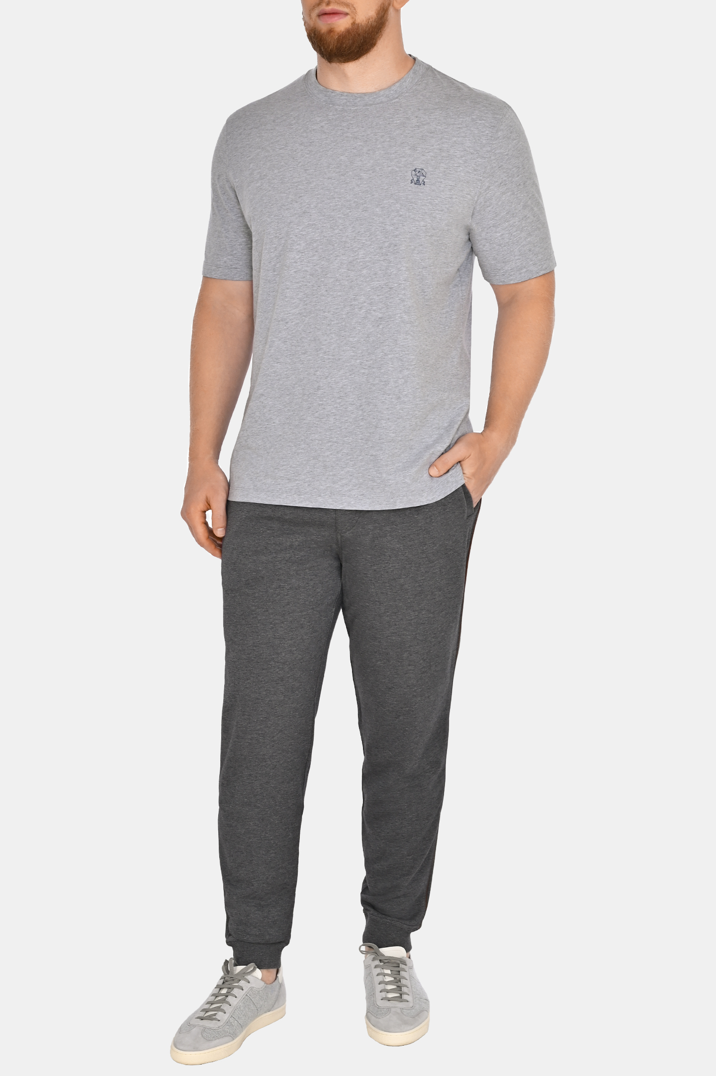 Брюки спорт BRUNELLO  CUCINELLI MW8633311GC, цвет: Серый, Мужской