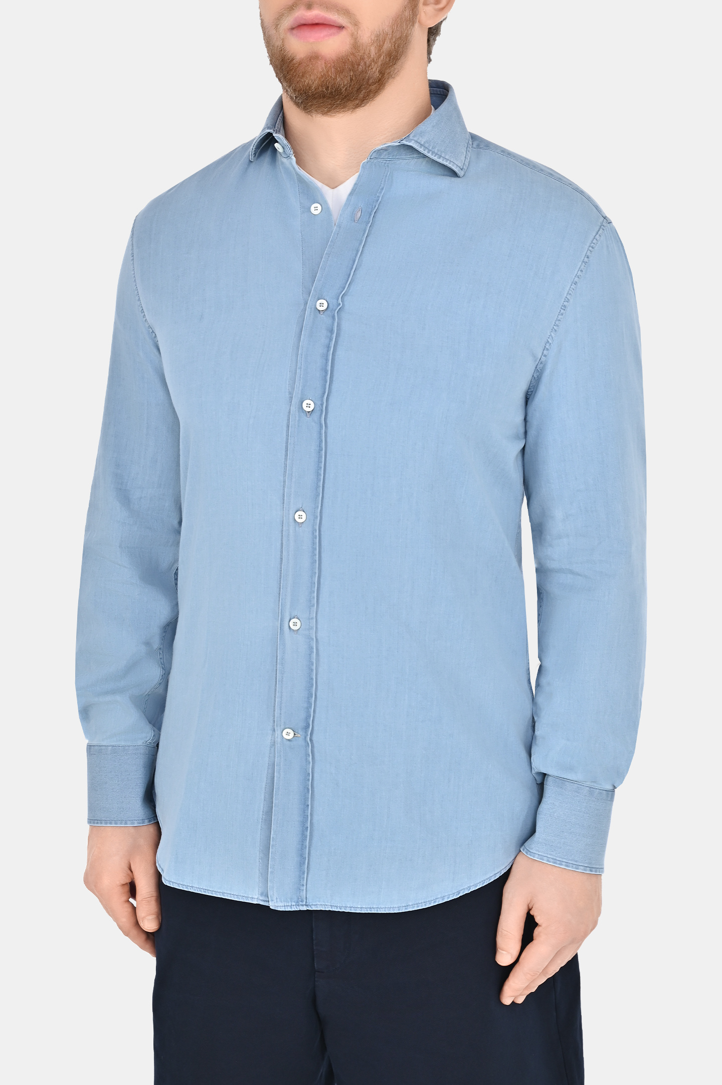Рубашка BRUNELLO  CUCINELLI MR6831718, цвет: Голубой, Мужской