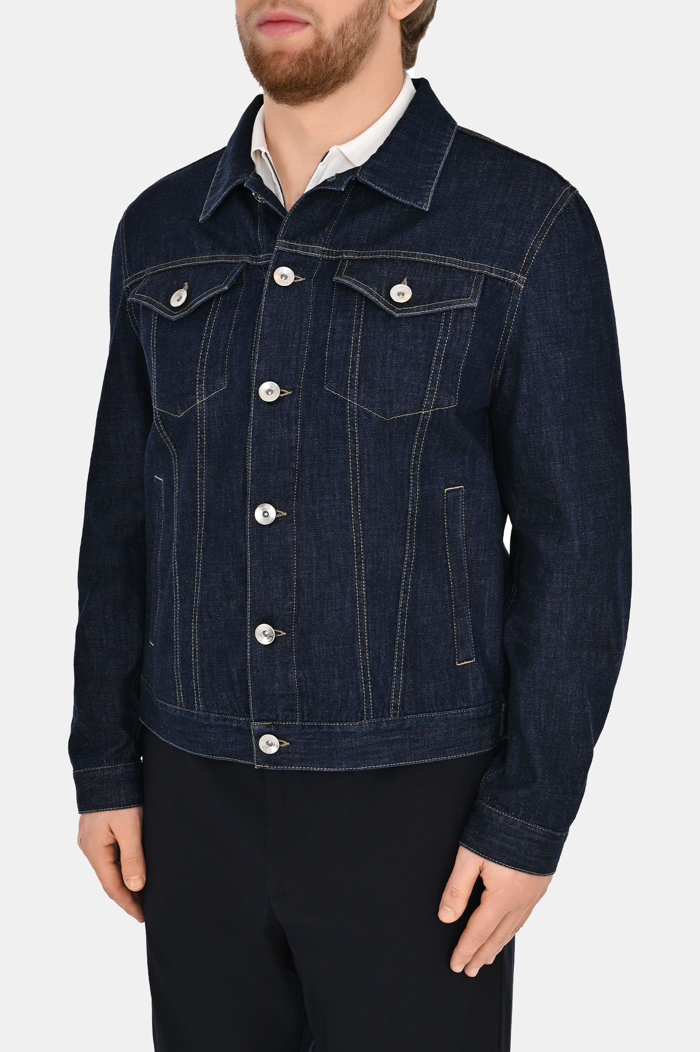 Джинсовая куртка с карманами BRUNELLO  CUCINELLI M0Z376896, цвет: Темно-синий, Мужской